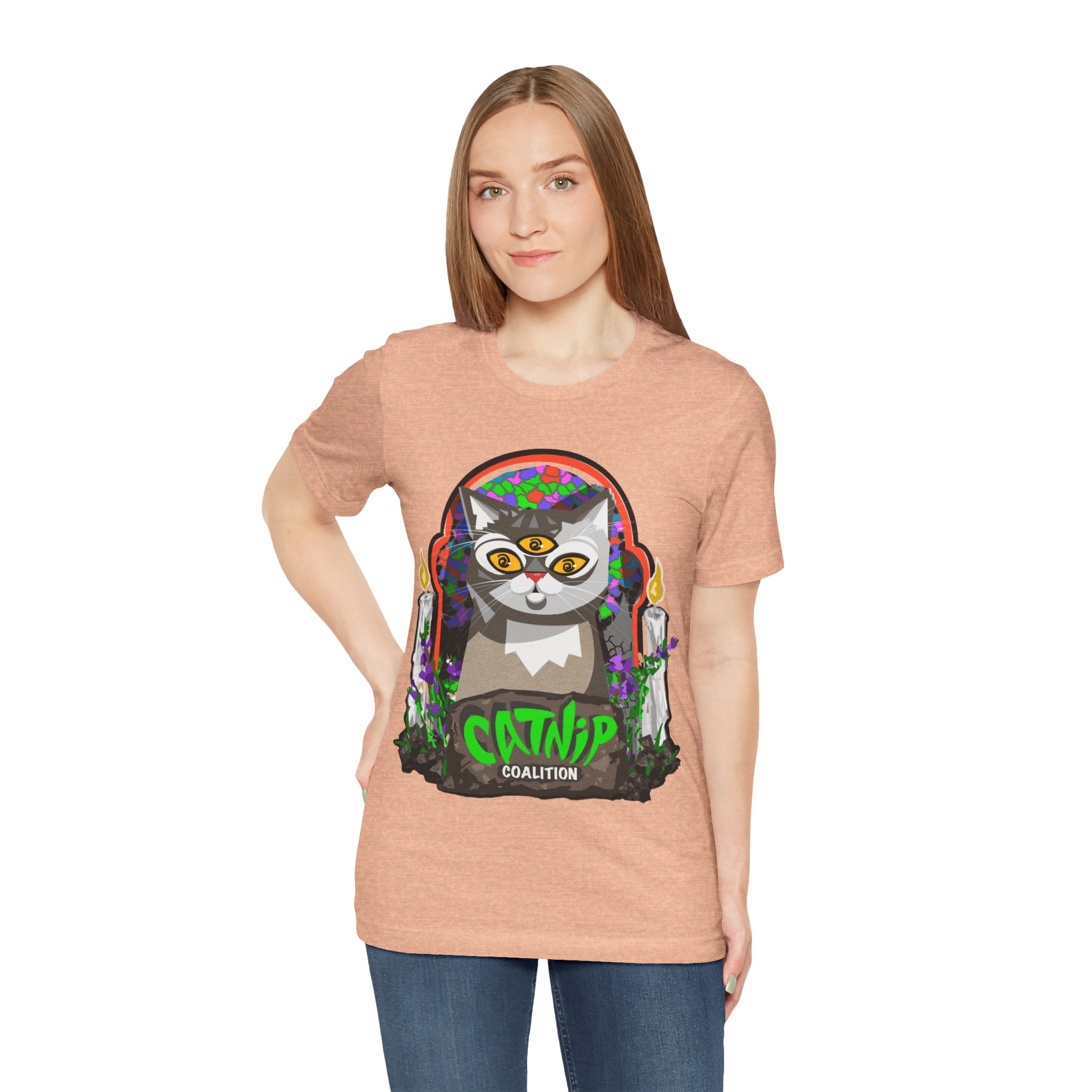 Catnip Coalition T‑Shirt — Psychedelic Three‑Eyed Cat Graphic Tee