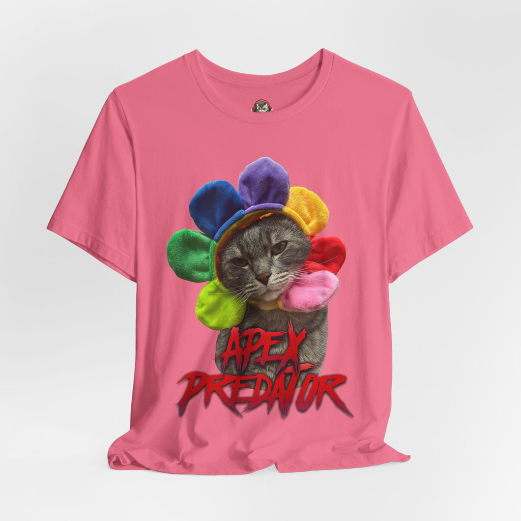 Apex Predator Cat Tee — Cute Rainbow Flower Cat Graphic Shirt