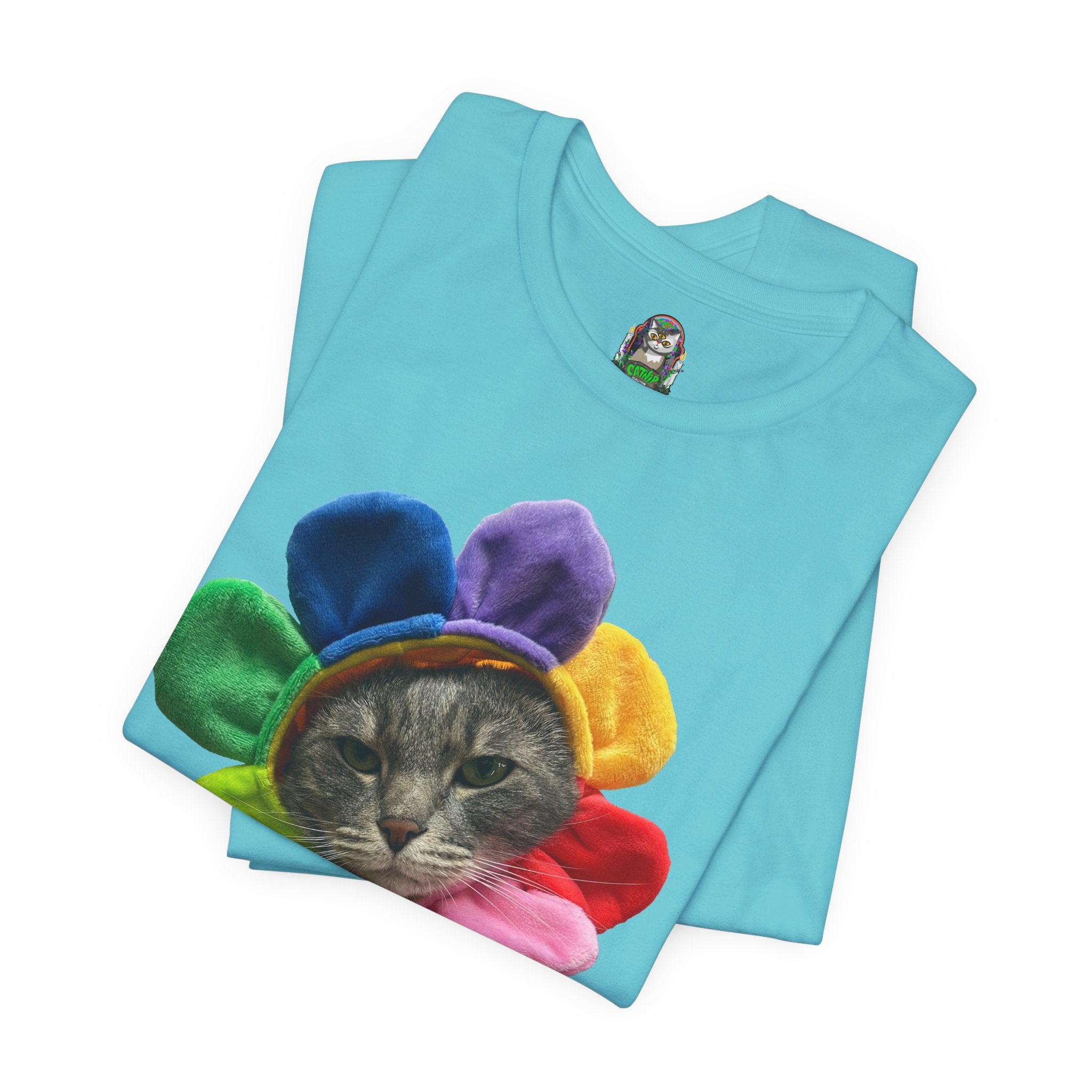 Apex Predator Cat Tee — Cute Rainbow Flower Cat Graphic Shirt