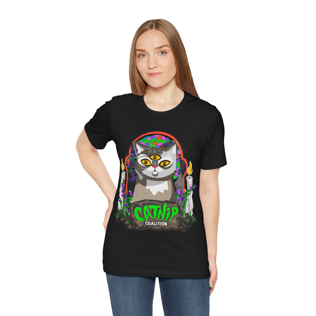 Catnip Coalition T‑Shirt — Psychedelic Three‑Eyed Cat Graphic Tee