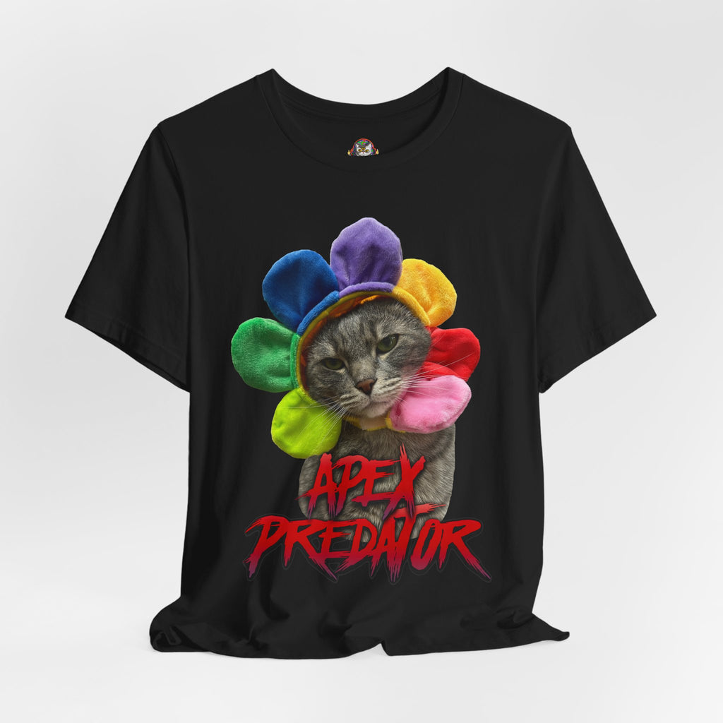Apex Predator Cat Tee — Cute Rainbow Flower Cat Graphic Shirt