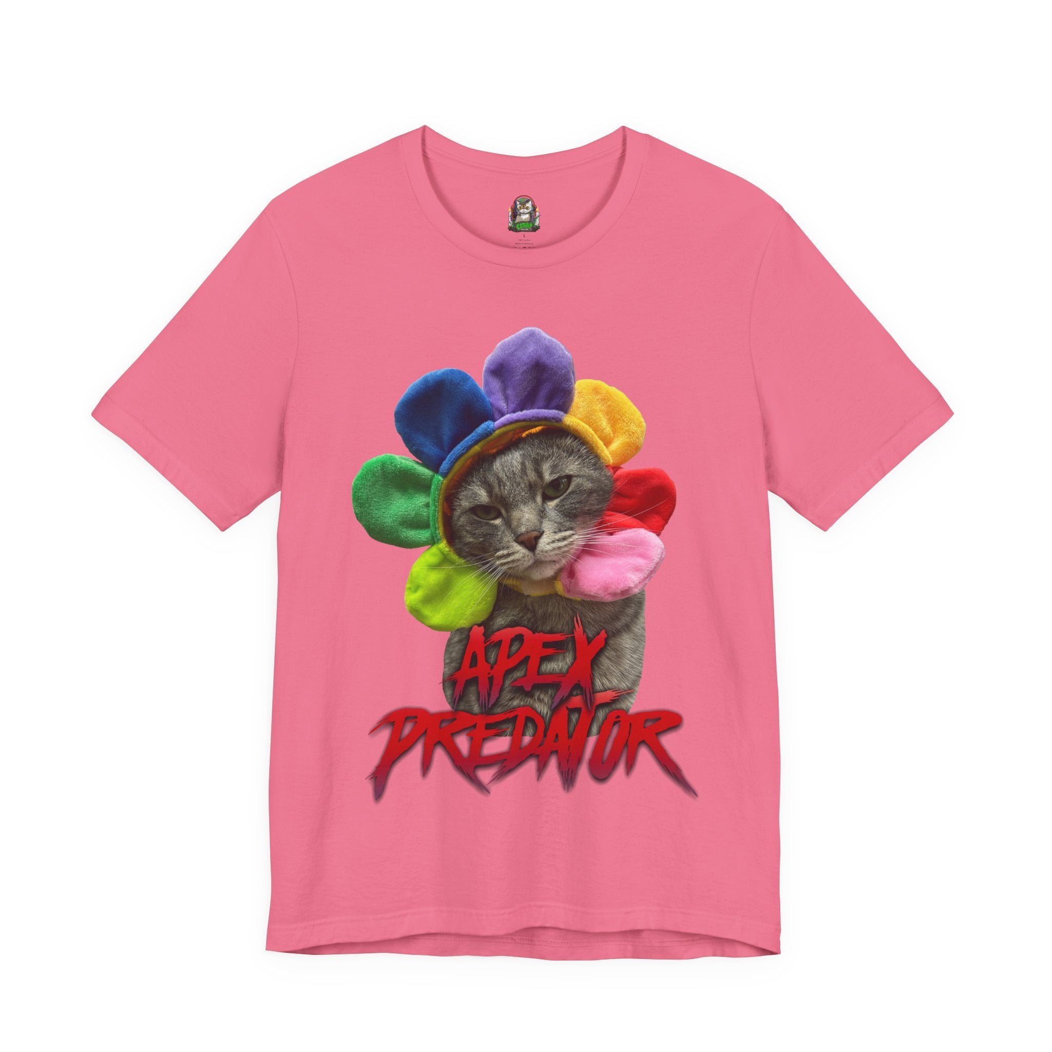 Apex Predator Cat Tee — Cute Rainbow Flower Cat Graphic Shirt