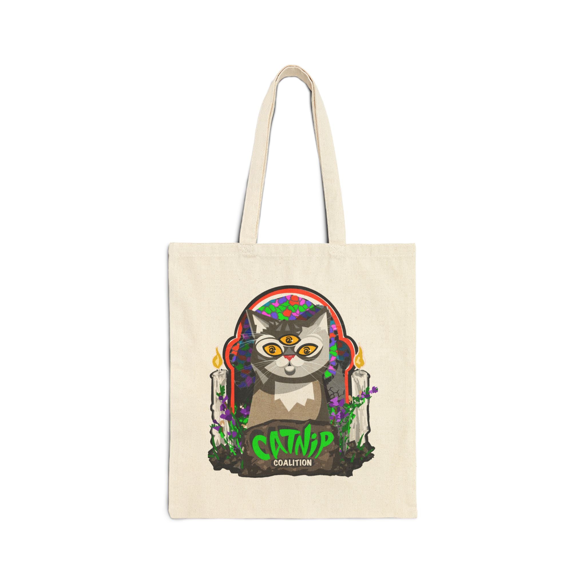 Catnip Coalition Tote Bag — Psychedelic Cat Canvas Tote