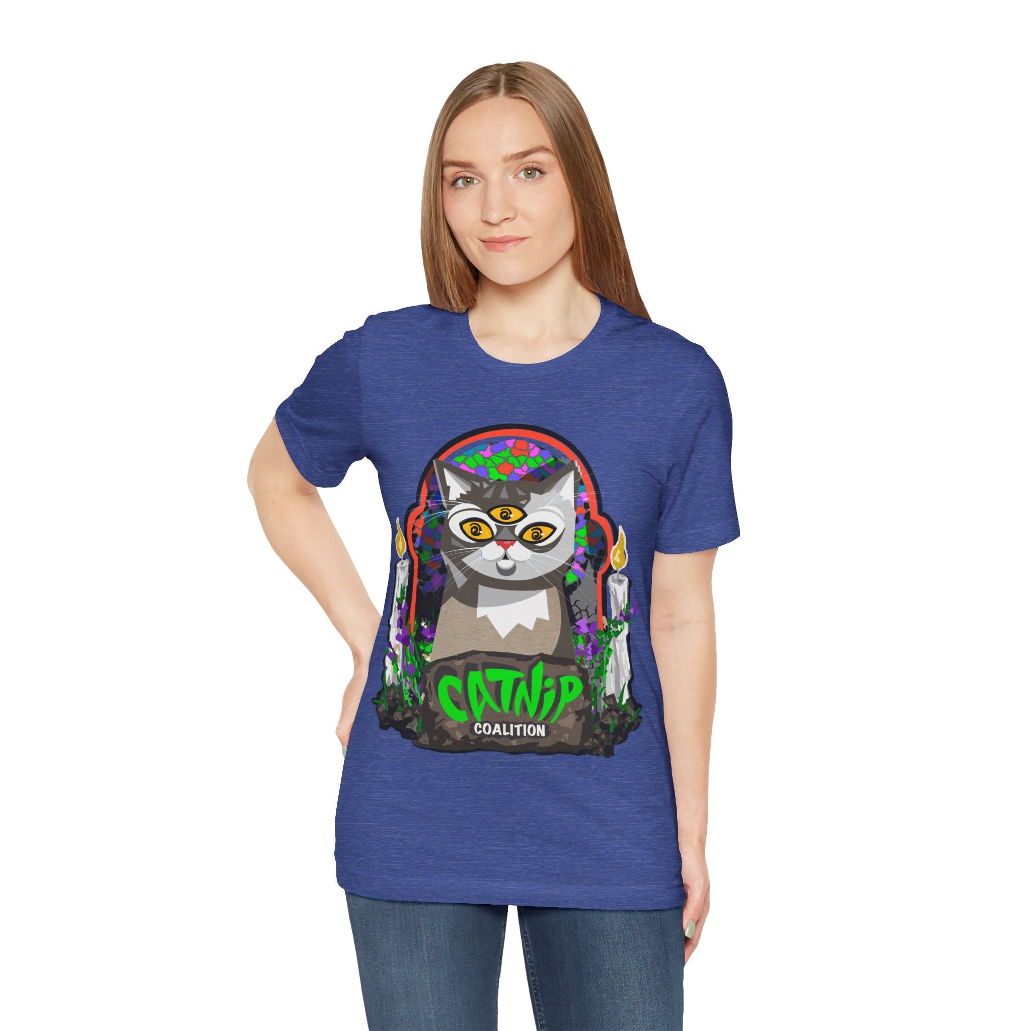 Catnip Coalition T‑Shirt — Psychedelic Three‑Eyed Cat Graphic Tee