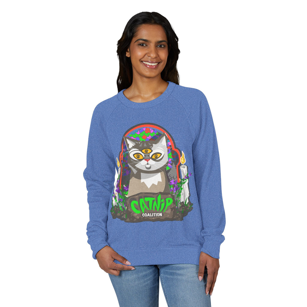 Catnip Coalition Crewneck Sweatshirt — Colorful Cat Altar Design