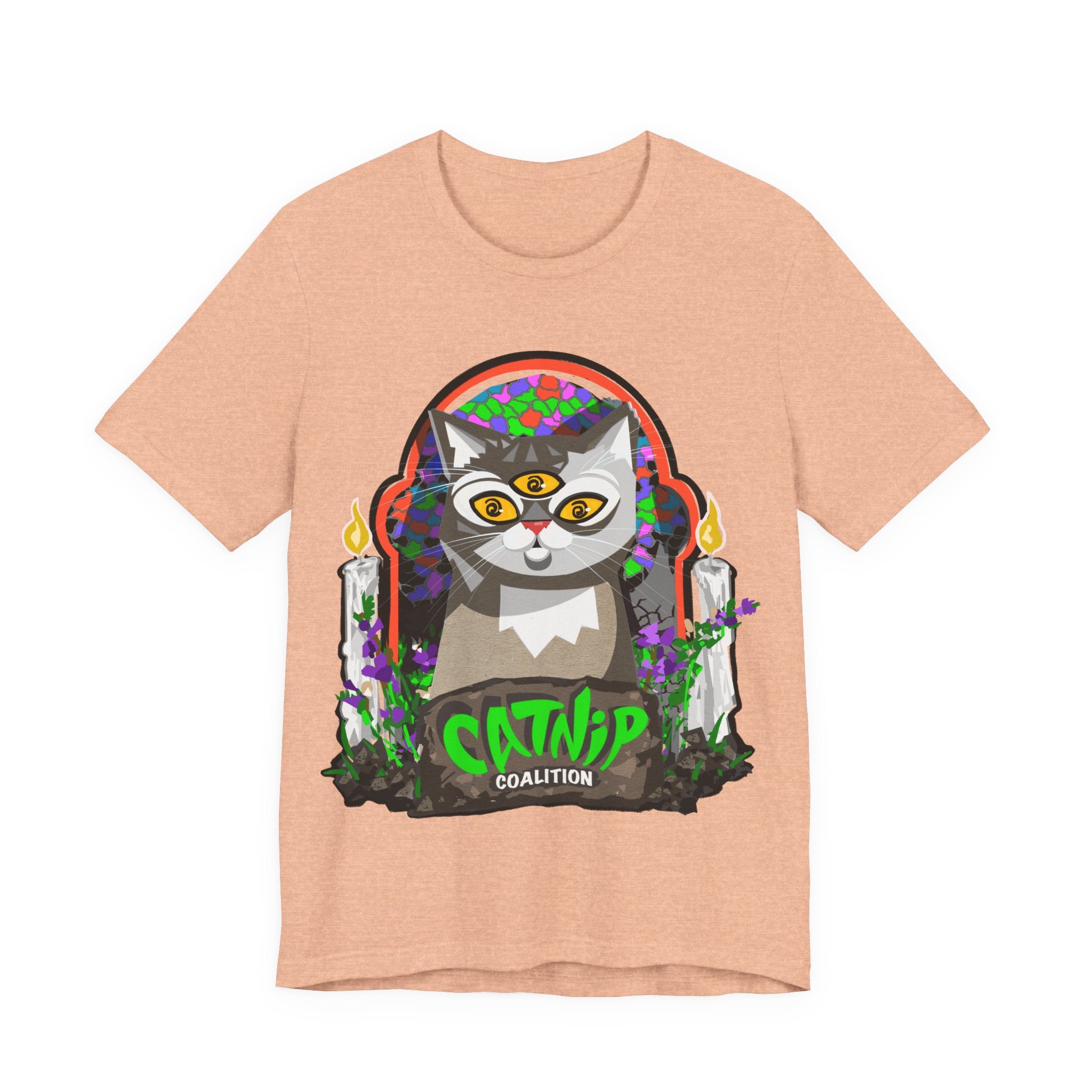 Catnip Coalition T‑Shirt — Psychedelic Three‑Eyed Cat Graphic Tee