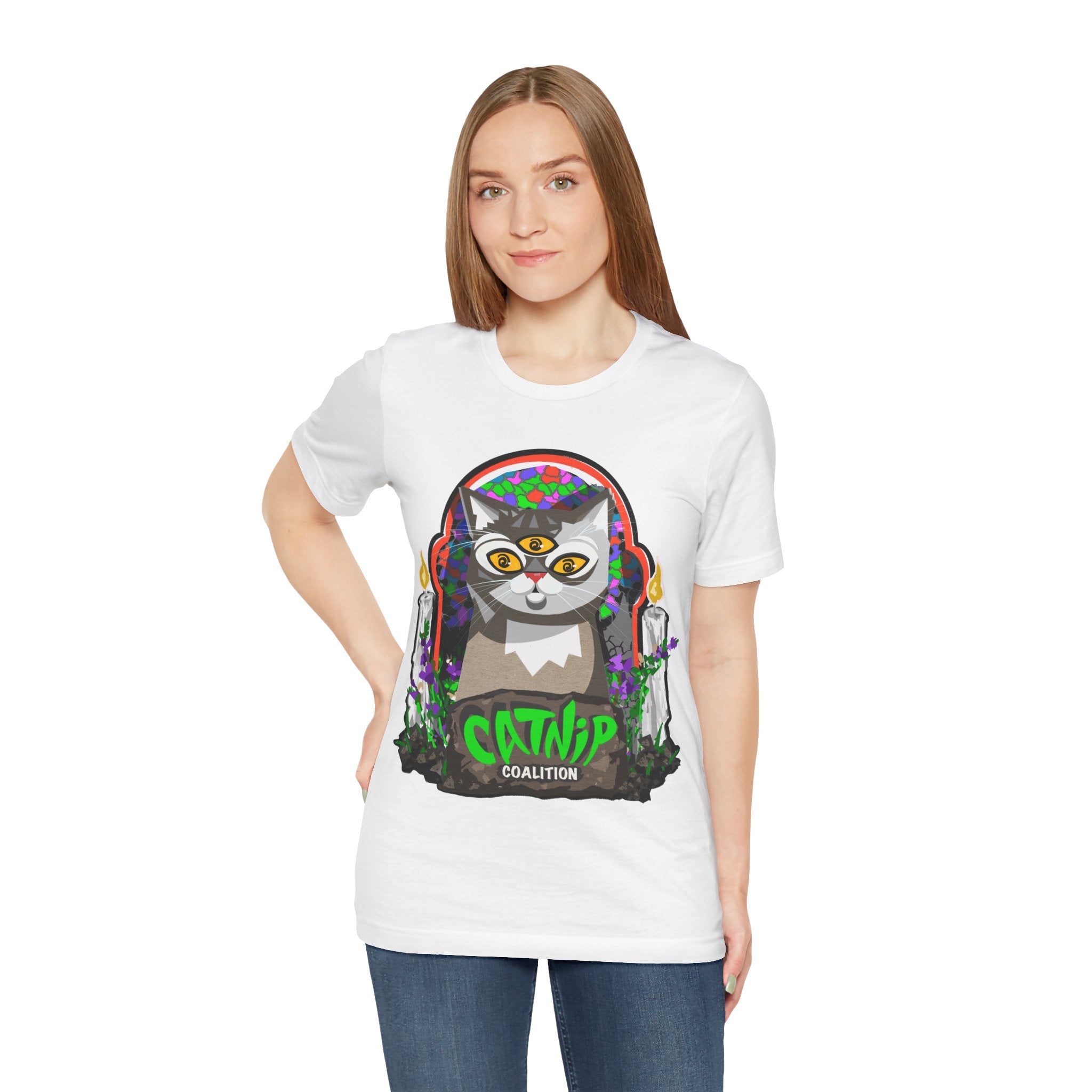 Catnip Coalition T‑Shirt — Psychedelic Three‑Eyed Cat Graphic Tee