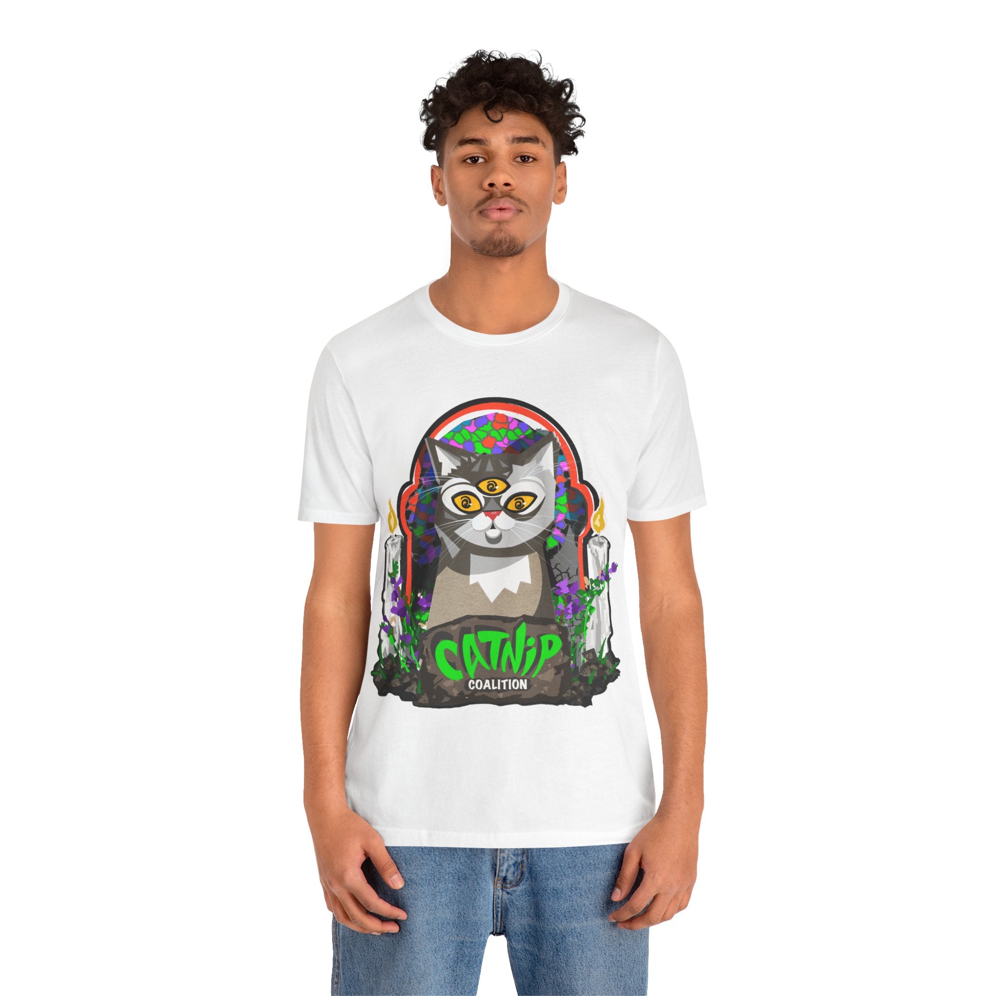 Catnip Coalition T‑Shirt — Psychedelic Three‑Eyed Cat Graphic Tee