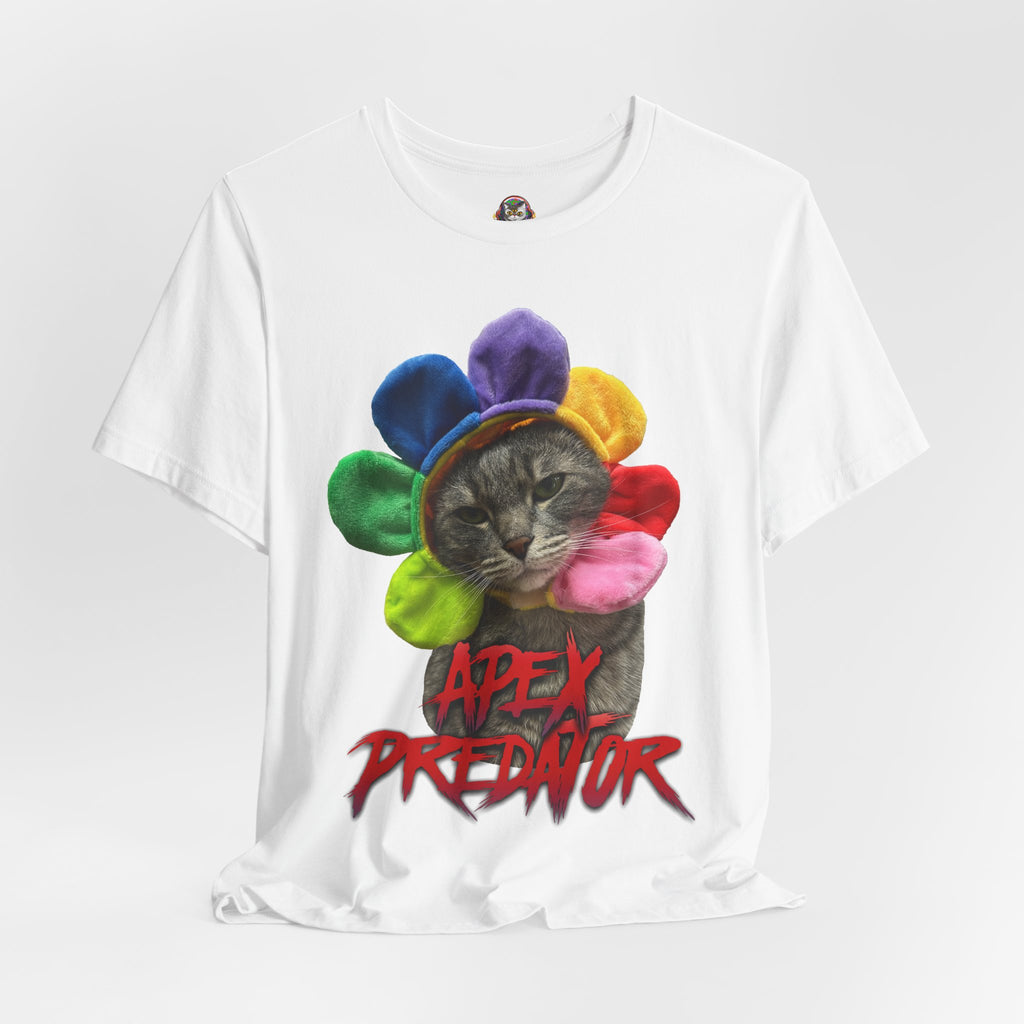 Apex Predator Cat Tee — Cute Rainbow Flower Cat Graphic Shirt
