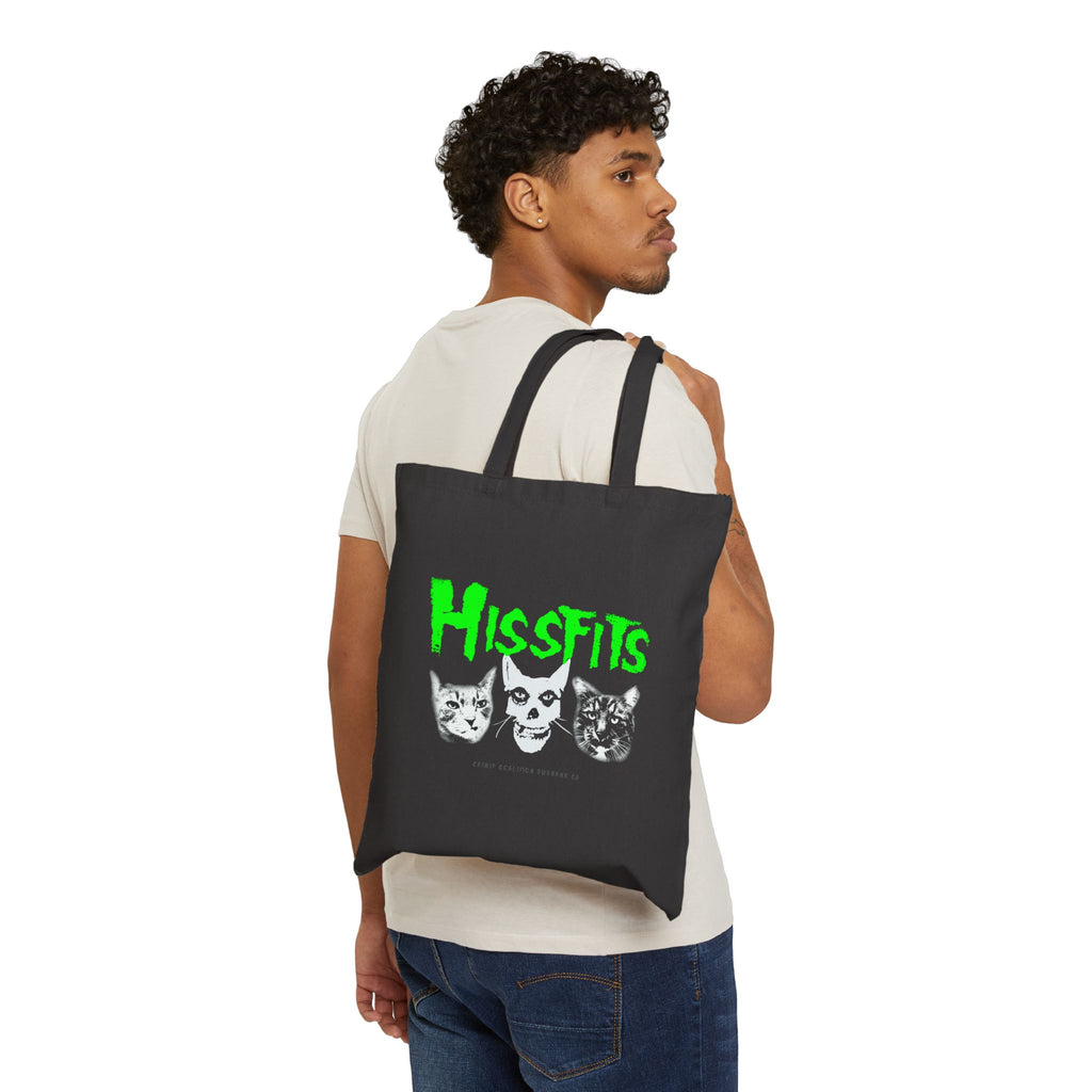 Missfits Cat Tote Bag — Gothic Punk Cat Skull Canvas Tote