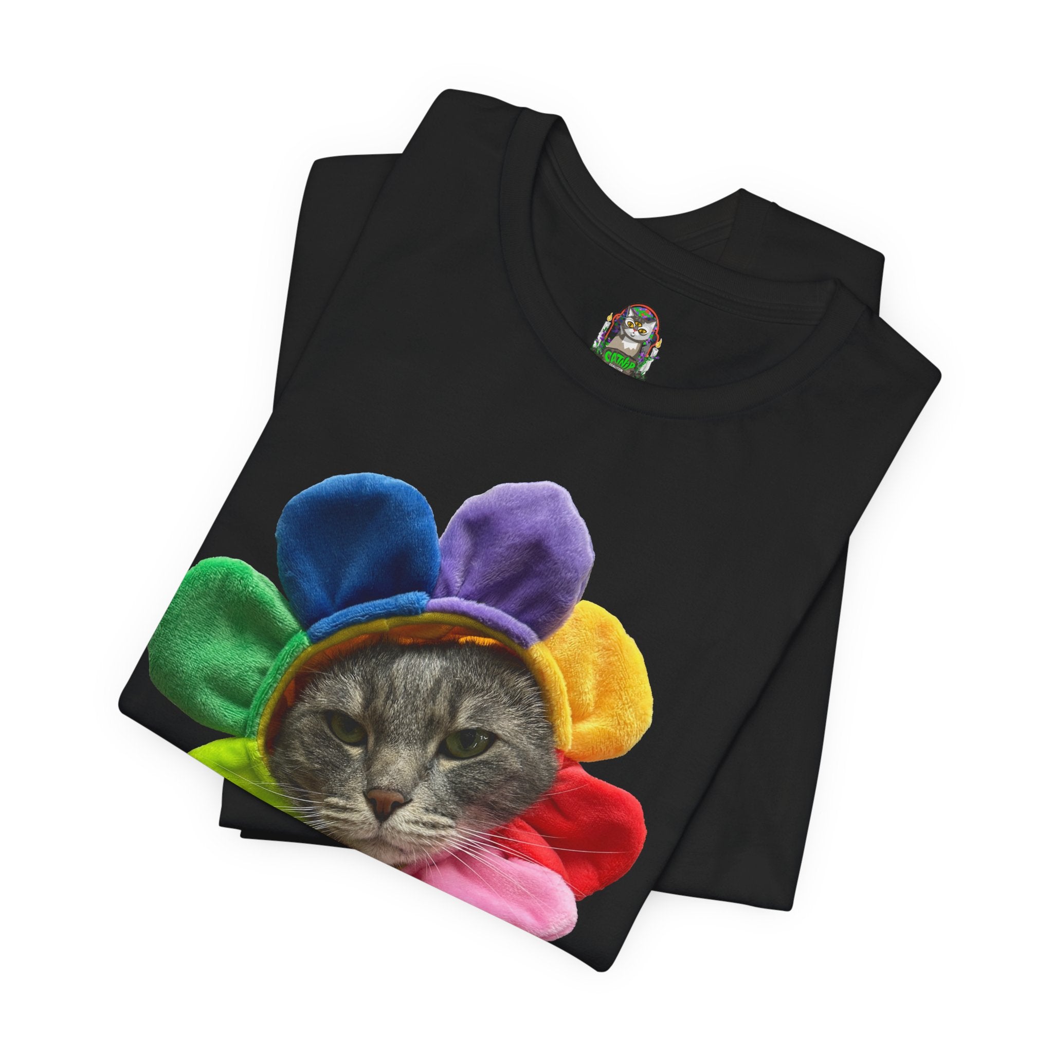 Apex Predator Cat Tee — Cute Rainbow Flower Cat Graphic Shirt