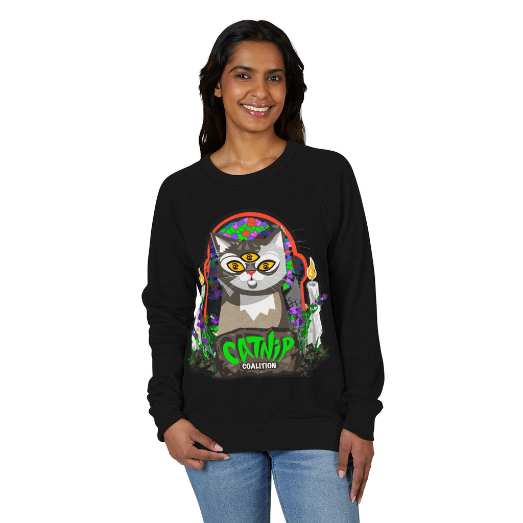 Catnip Coalition Crewneck Sweatshirt — Colorful Cat Altar Design