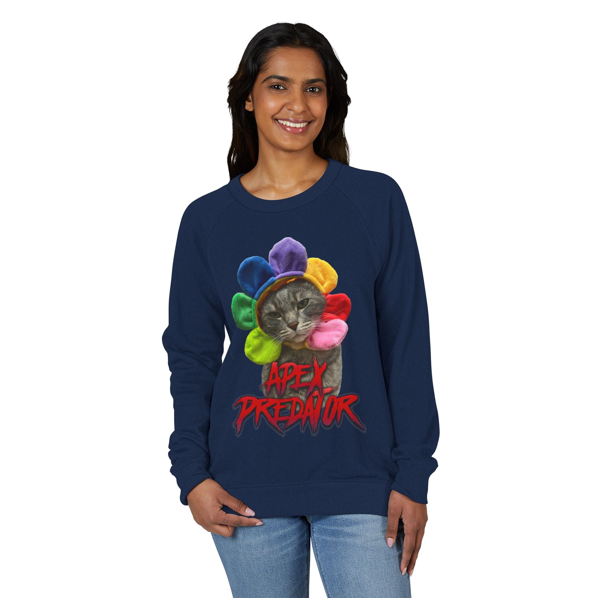 Apex Predator CatCrewneck Sweatshirt — Funny Rainbow Flower Cat Graphic