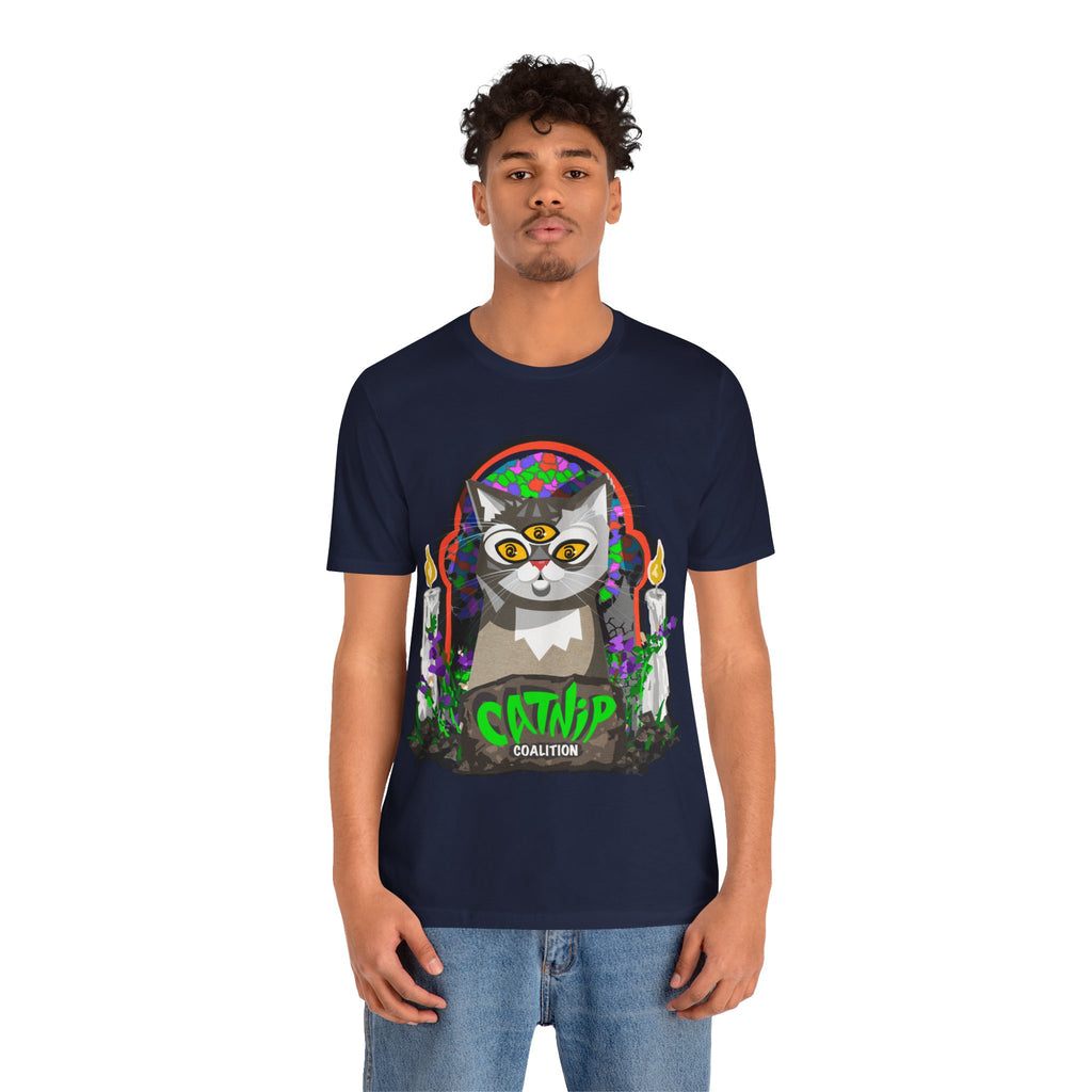 Catnip Coalition T‑Shirt — Psychedelic Three‑Eyed Cat Graphic Tee