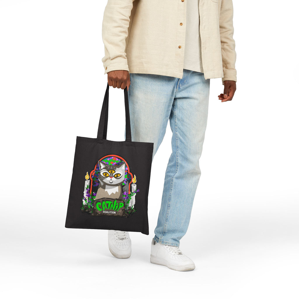 Catnip Coalition Tote Bag — Psychedelic Cat Canvas Tote