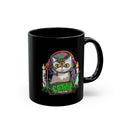 Catnip Coalition Black Ceramic Mug – Retro Witchy Cat Design (11oz & 15oz)