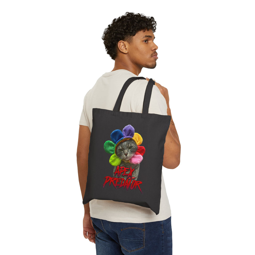 Apex Predator Cat Tote Bag — Cute Rainbow Kitty Canvas Tote