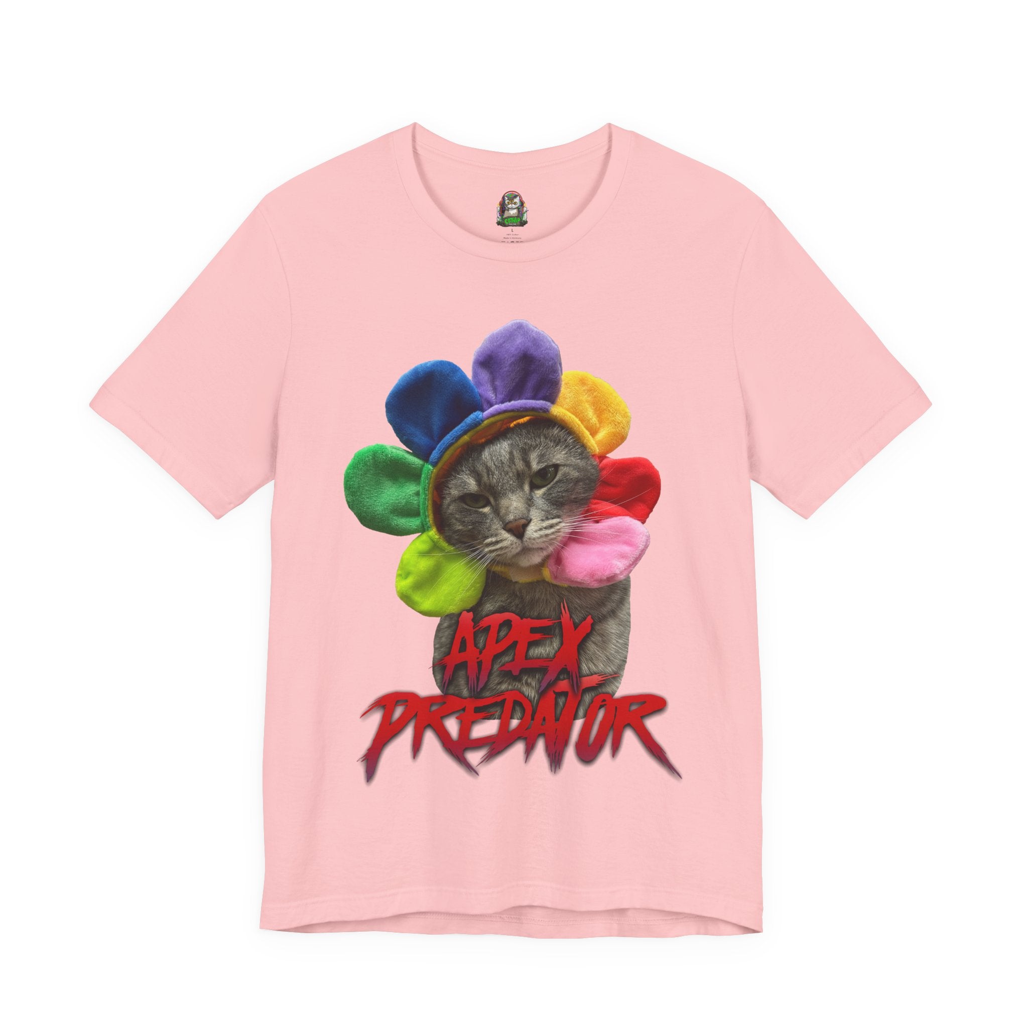Apex Predator Cat Tee — Cute Rainbow Flower Cat Graphic Shirt