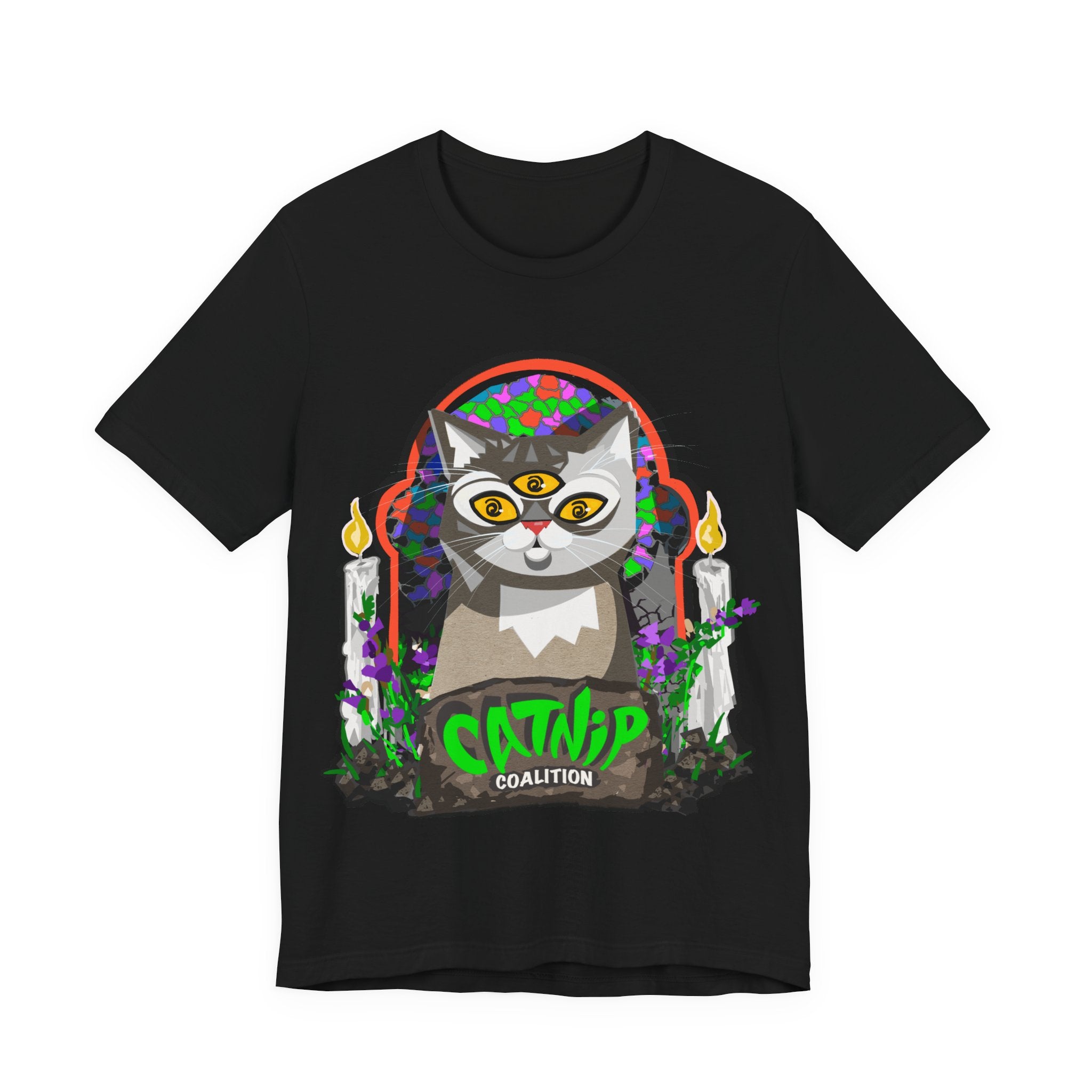 Catnip Coalition T‑Shirt — Psychedelic Three‑Eyed Cat Graphic Tee