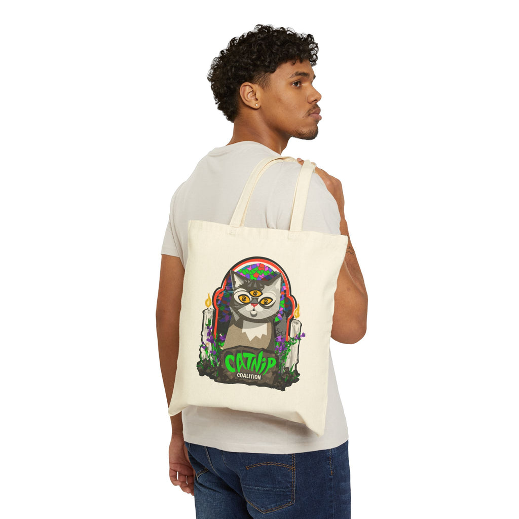 Catnip Coalition Tote Bag — Psychedelic Cat Canvas Tote