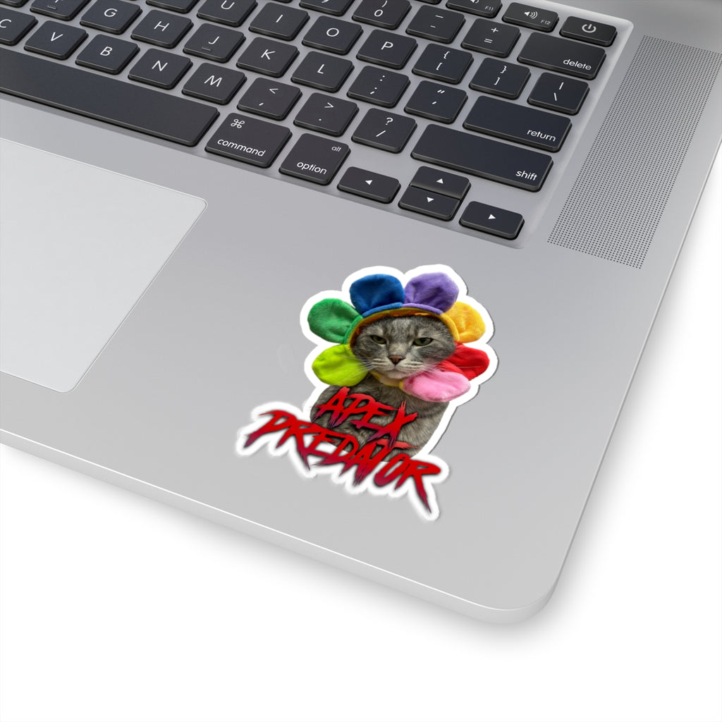 Apex Predator Cat Sticker — Funny Flower Collar Kiss-Cut Vinyl Sticker