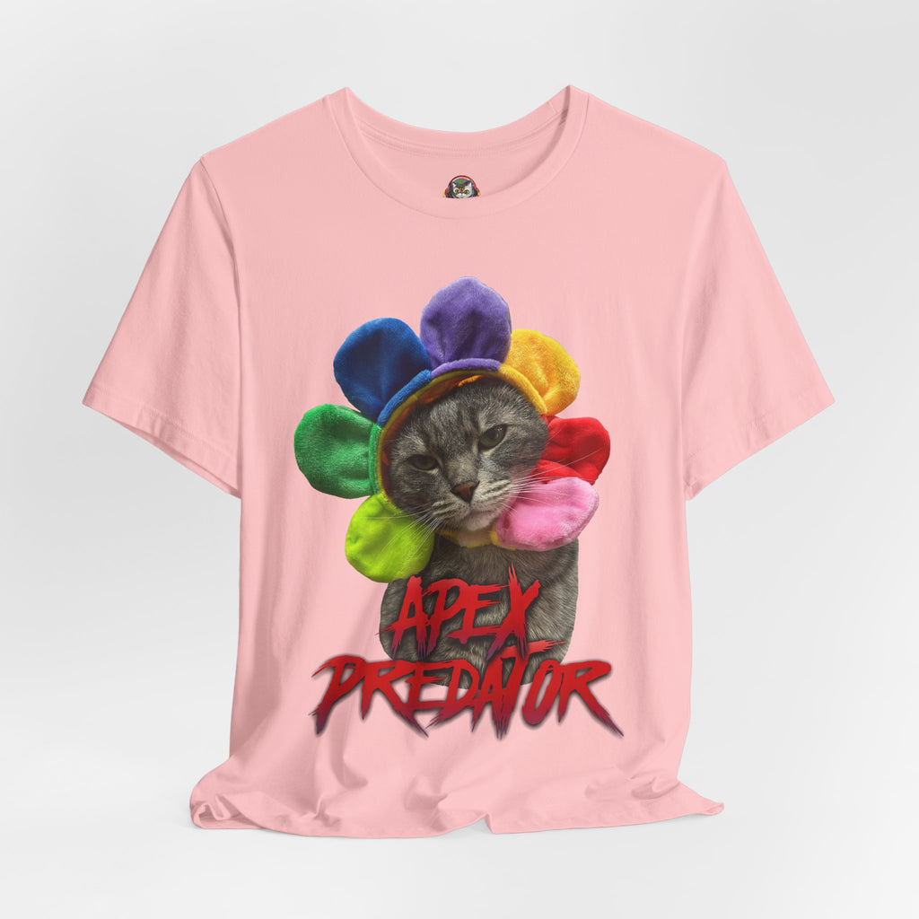 Apex Predator Cat Tee — Cute Rainbow Flower Cat Graphic Shirt