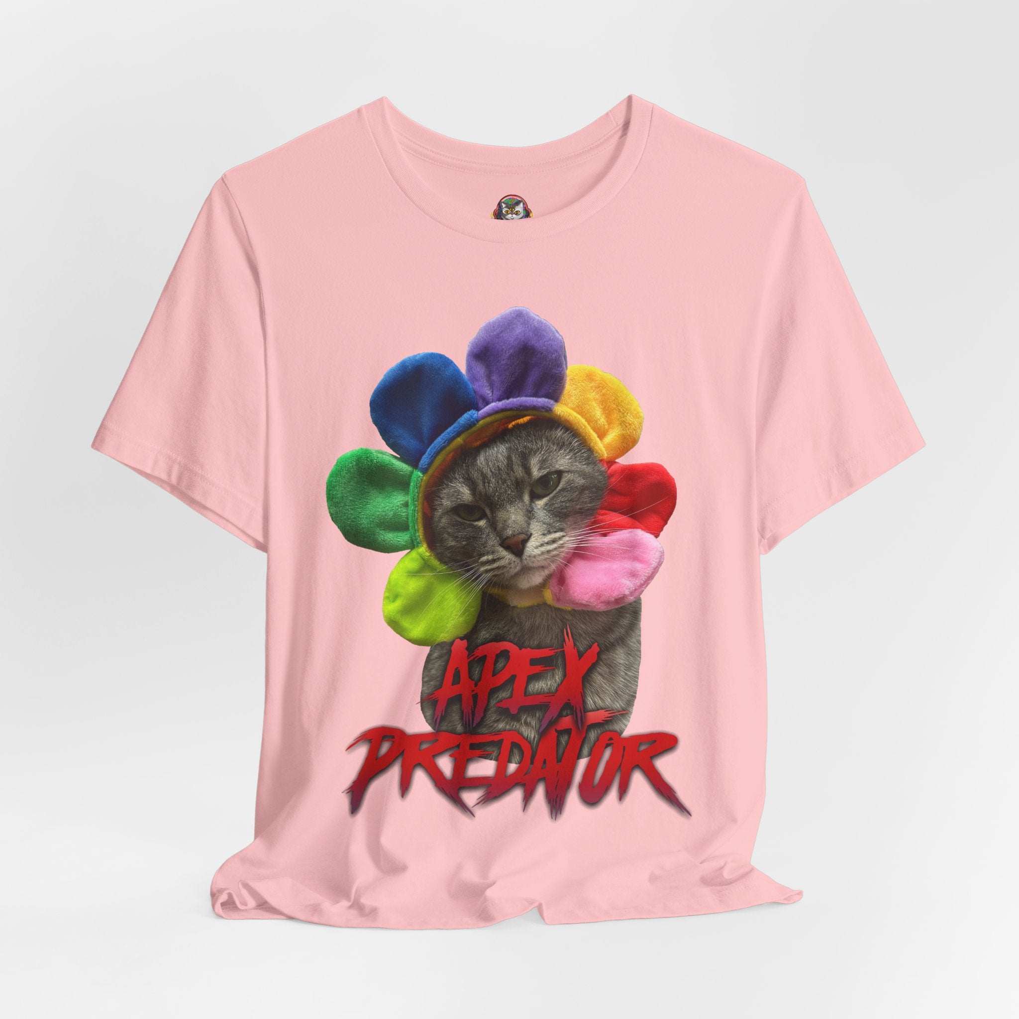 Apex Predator Cat Tee — Cute Rainbow Flower Cat Graphic Shirt