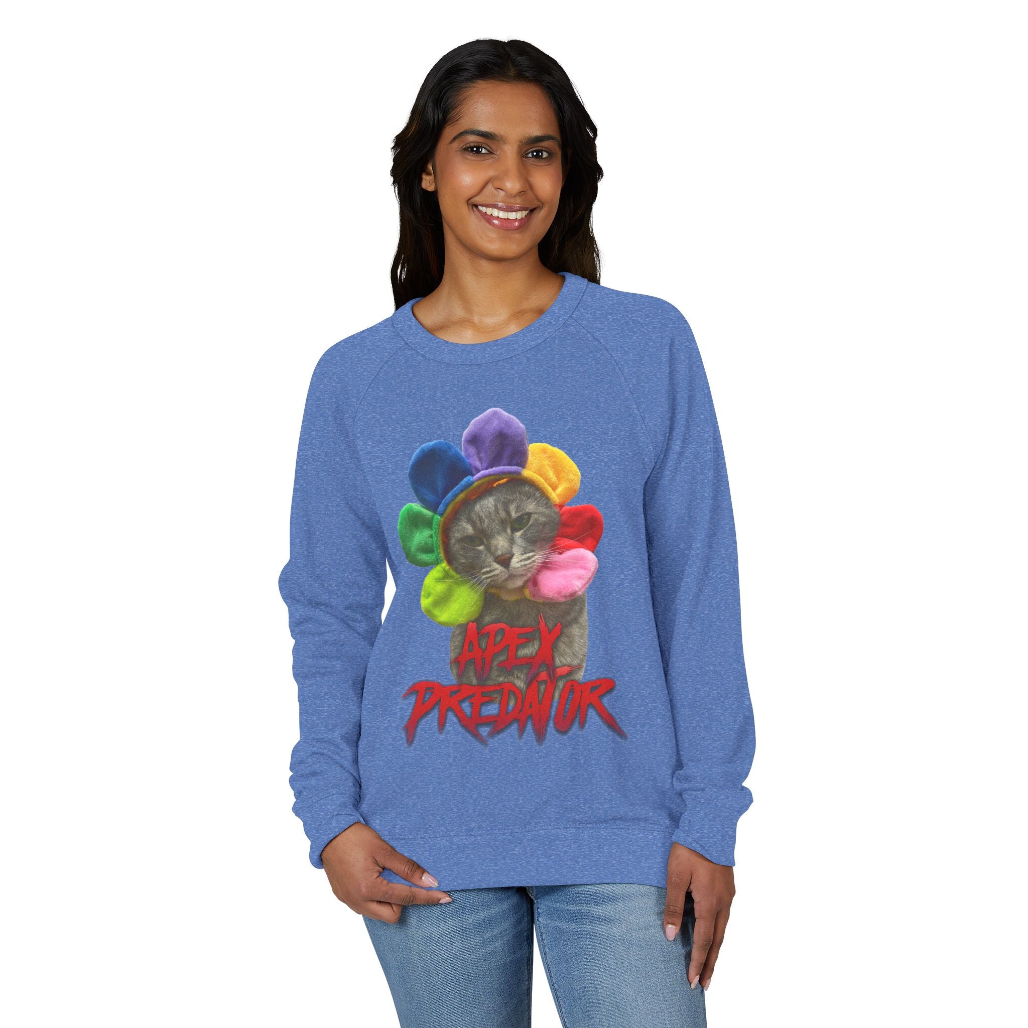 Apex Predator CatCrewneck Sweatshirt — Funny Rainbow Flower Cat Graphic