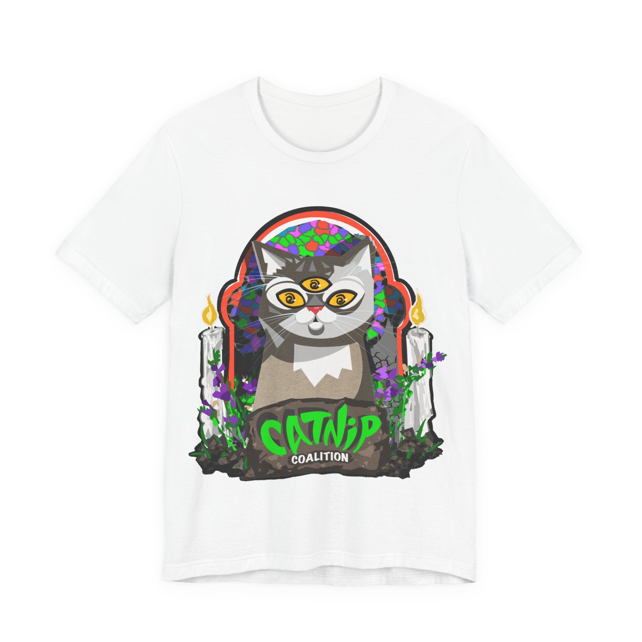 Catnip Coalition T‑Shirt — Psychedelic Three‑Eyed Cat Graphic Tee