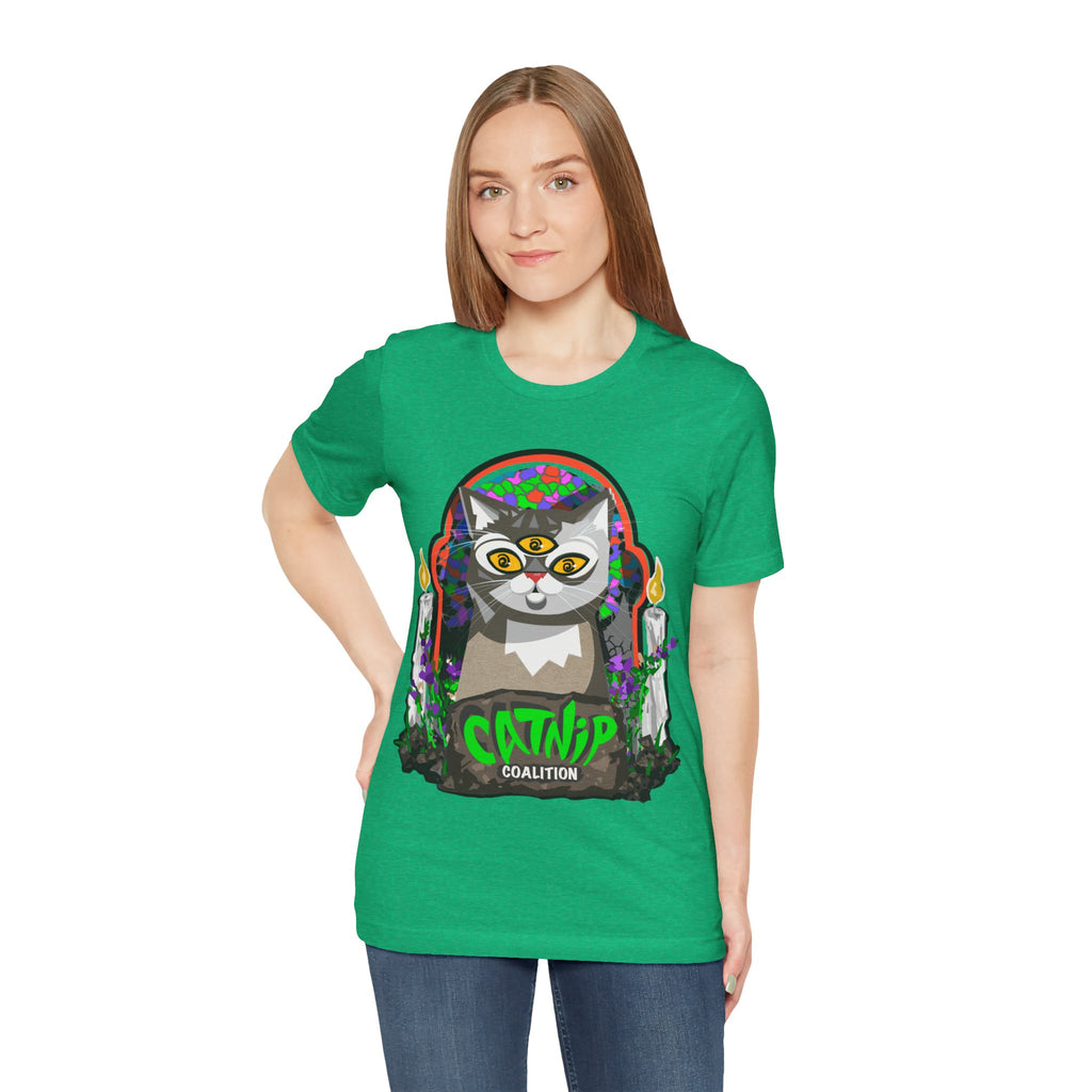 Catnip Coalition T‑Shirt — Psychedelic Three‑Eyed Cat Graphic Tee