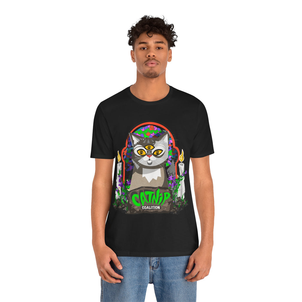 Catnip Coalition T‑Shirt — Psychedelic Three‑Eyed Cat Graphic Tee