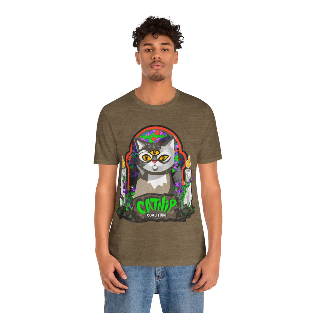 Catnip Coalition T‑Shirt — Psychedelic Three‑Eyed Cat Graphic Tee