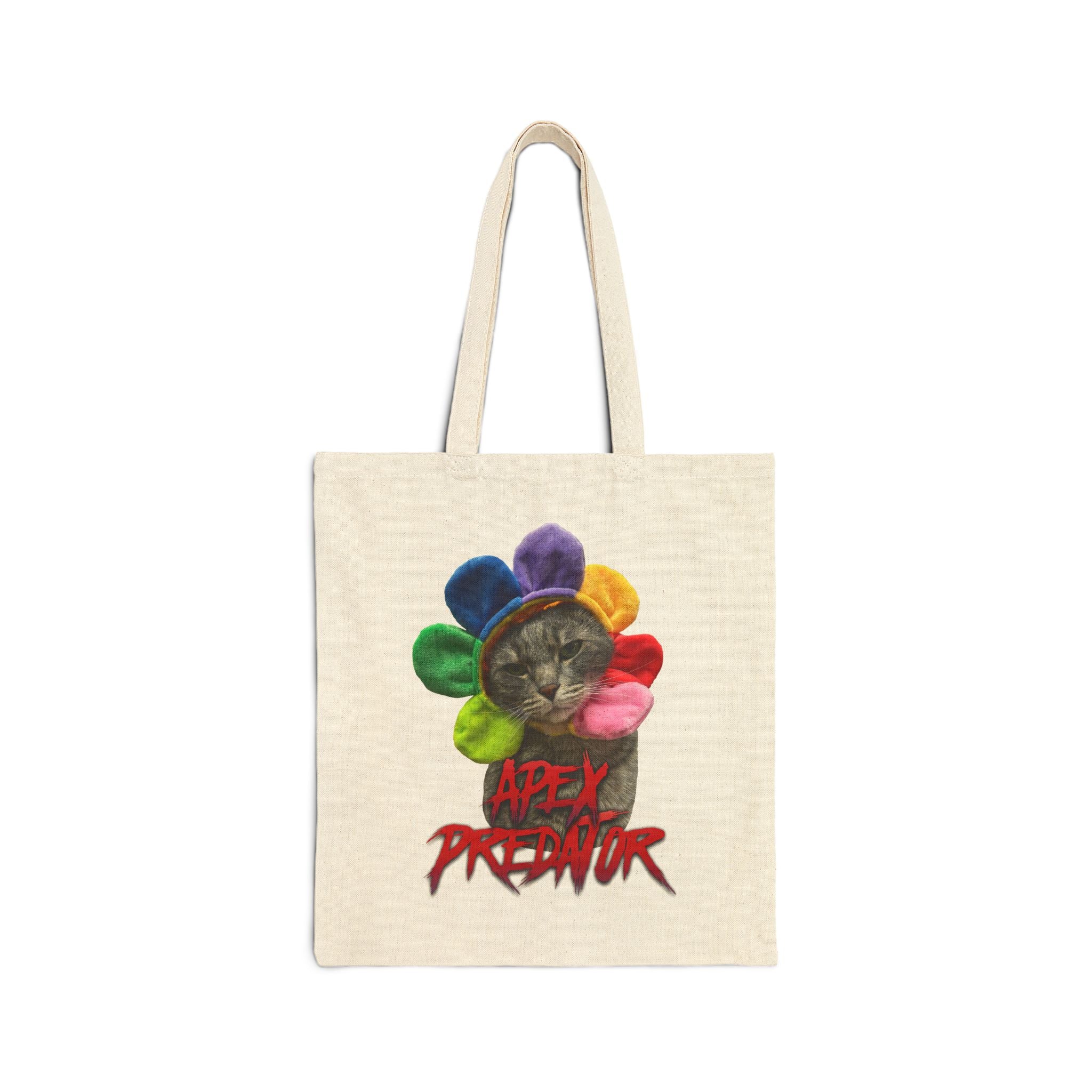 Apex Predator Cat Tote Bag — Cute Rainbow Kitty Canvas Tote