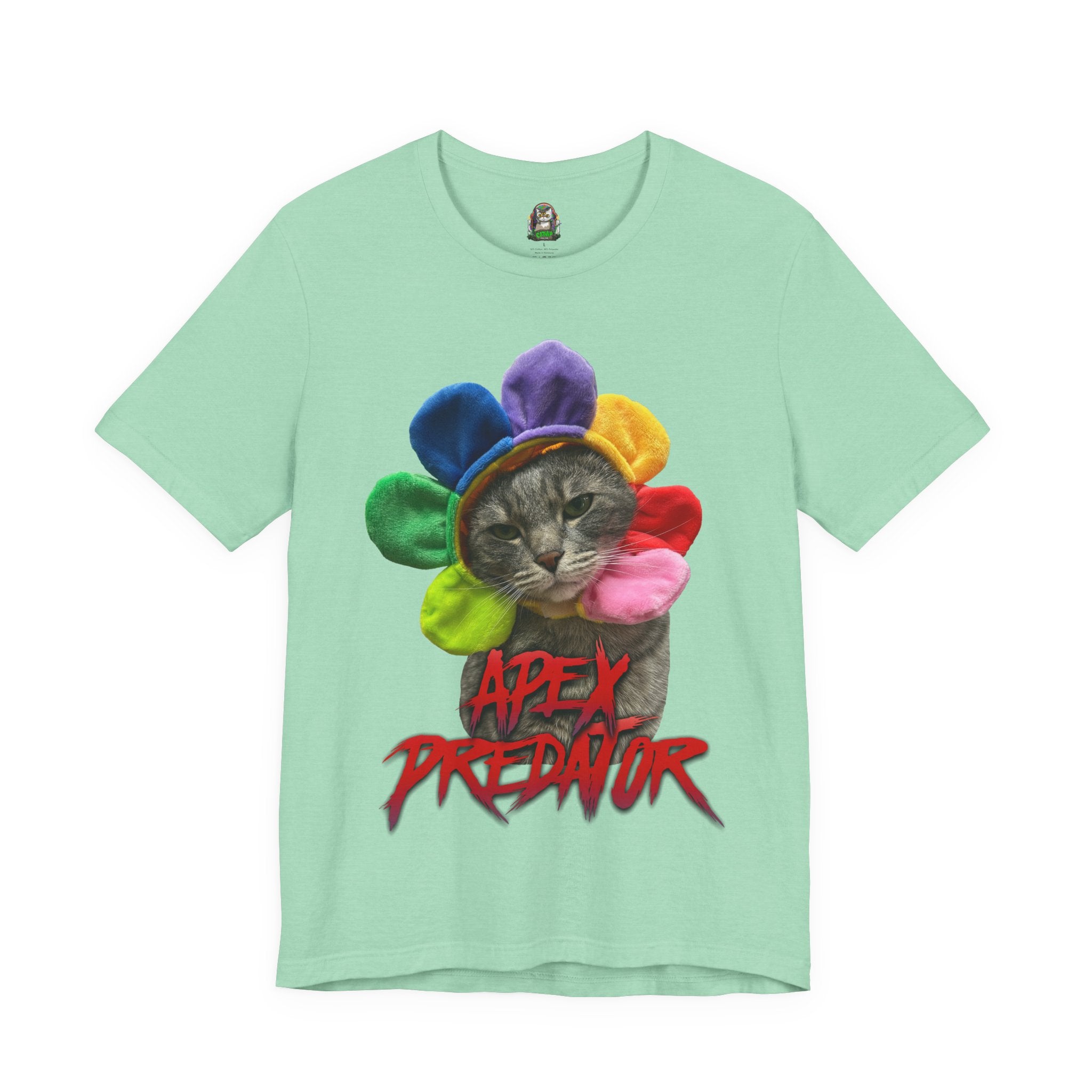 Apex Predator Cat Tee — Cute Rainbow Flower Cat Graphic Shirt