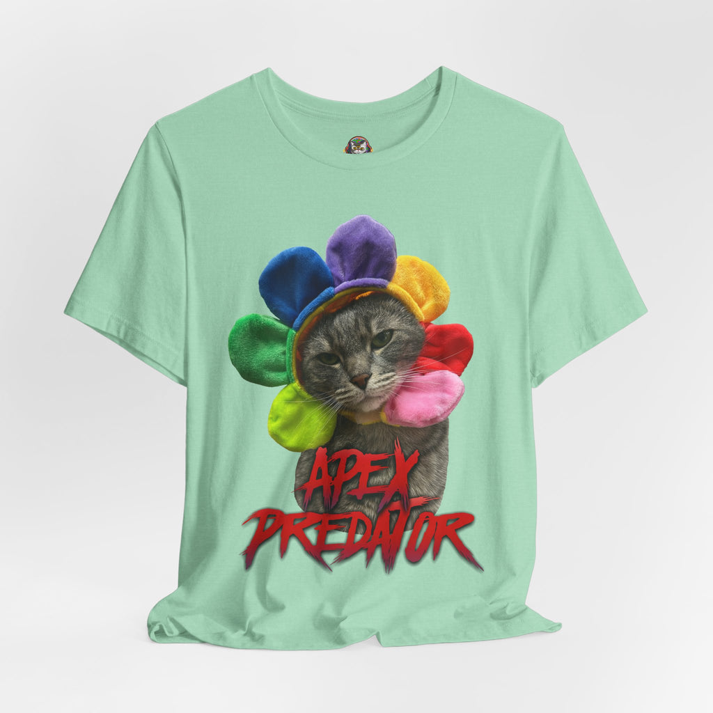 Apex Predator Cat Tee — Cute Rainbow Flower Cat Graphic Shirt