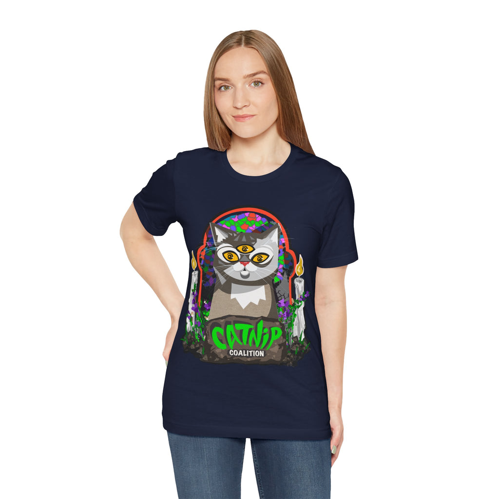 Catnip Coalition T‑Shirt — Psychedelic Three‑Eyed Cat Graphic Tee