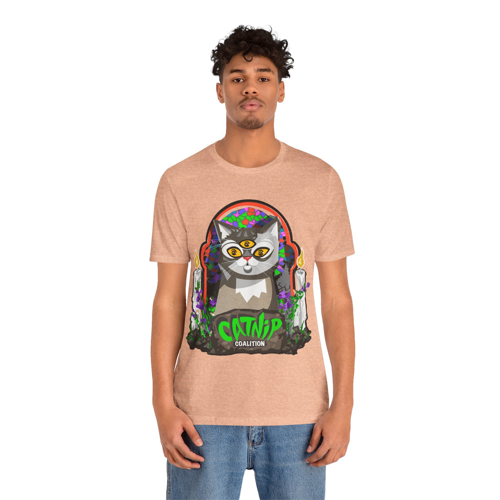 Catnip Coalition T‑Shirt — Psychedelic Three‑Eyed Cat Graphic Tee