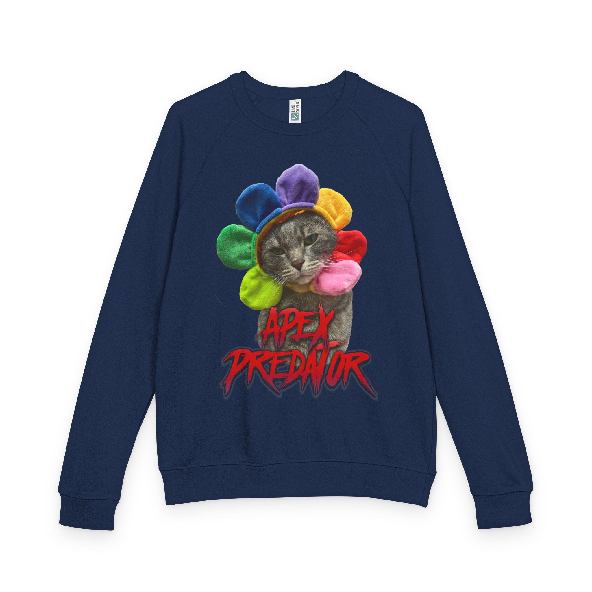 Apex Predator CatCrewneck Sweatshirt — Funny Rainbow Flower Cat Graphic