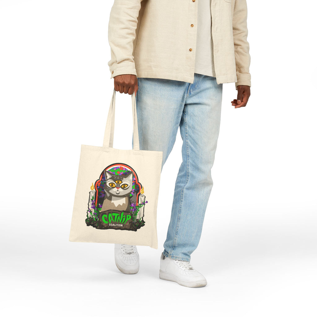 Catnip Coalition Tote Bag — Psychedelic Cat Canvas Tote