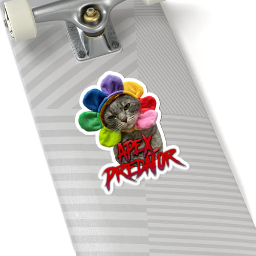 Apex Predator Cat Sticker — Funny Flower Collar Kiss-Cut Vinyl Sticker