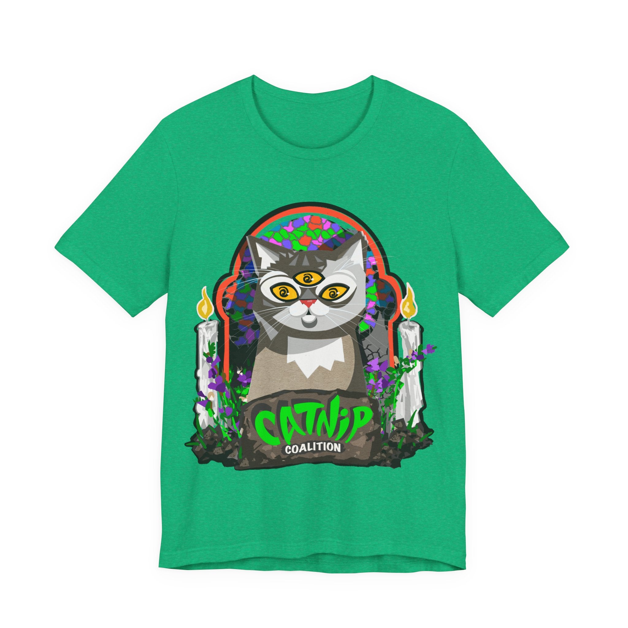 Catnip Coalition T‑Shirt — Psychedelic Three‑Eyed Cat Graphic Tee