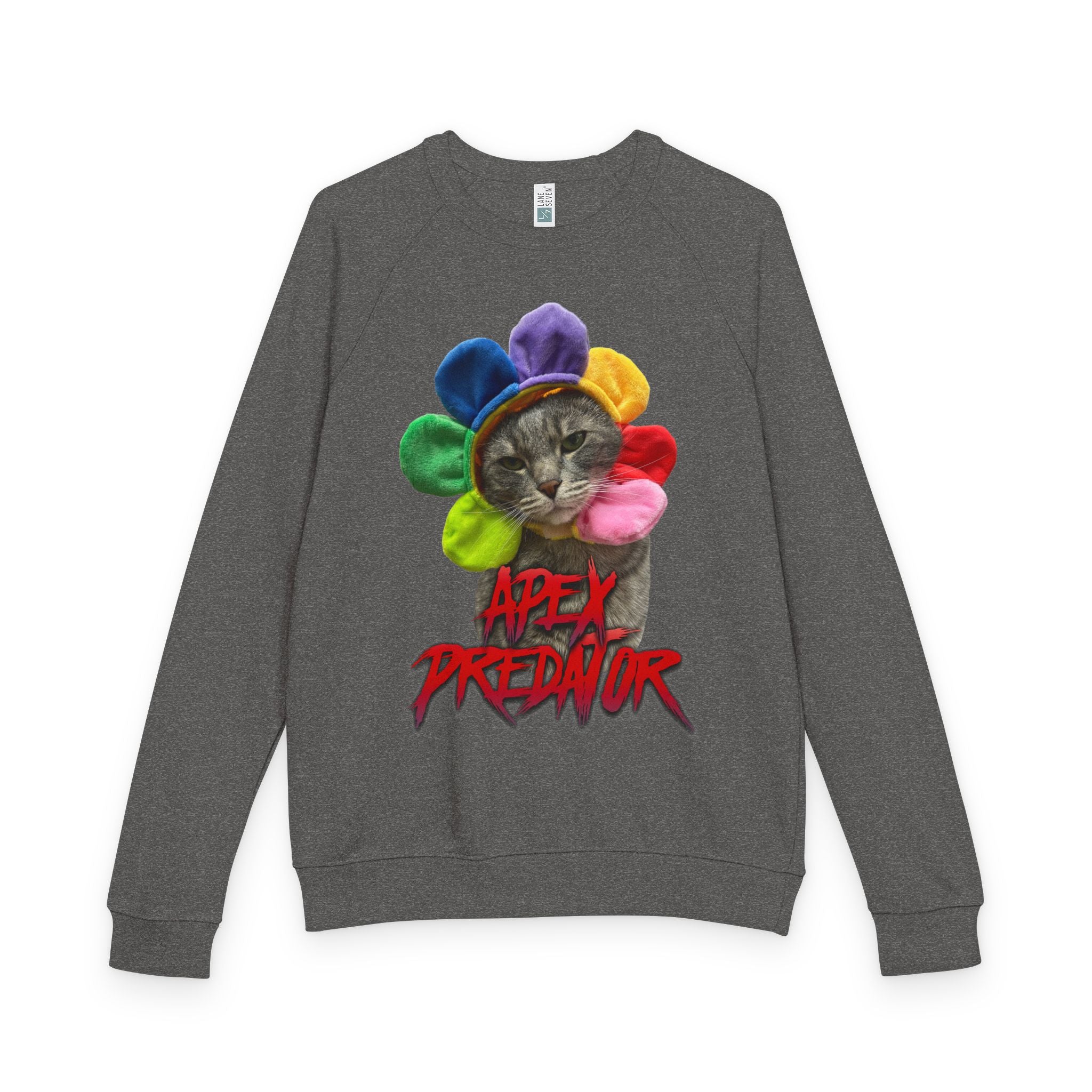 Apex Predator CatCrewneck Sweatshirt — Funny Rainbow Flower Cat Graphic
