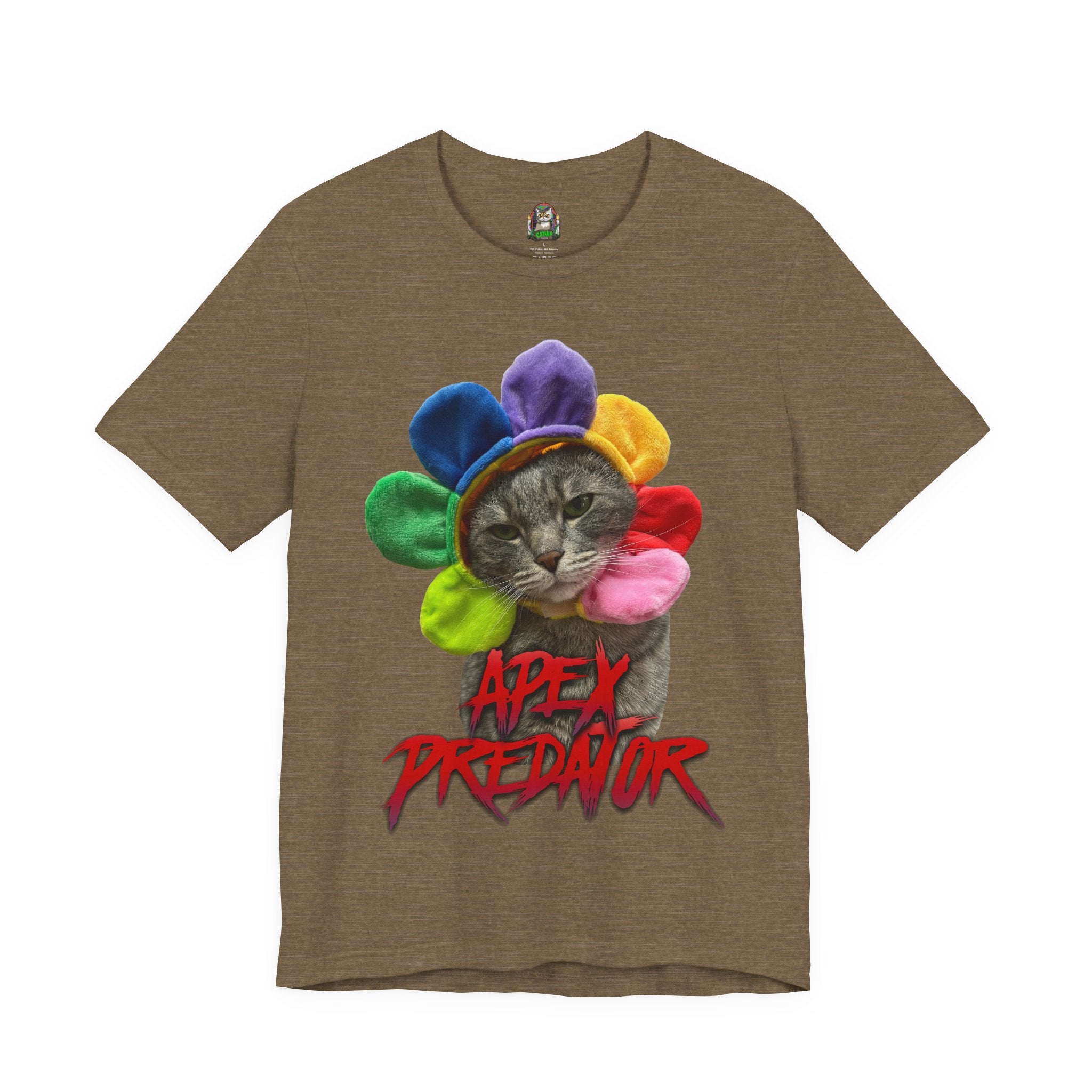 Apex Predator Cat Tee — Cute Rainbow Flower Cat Graphic Shirt