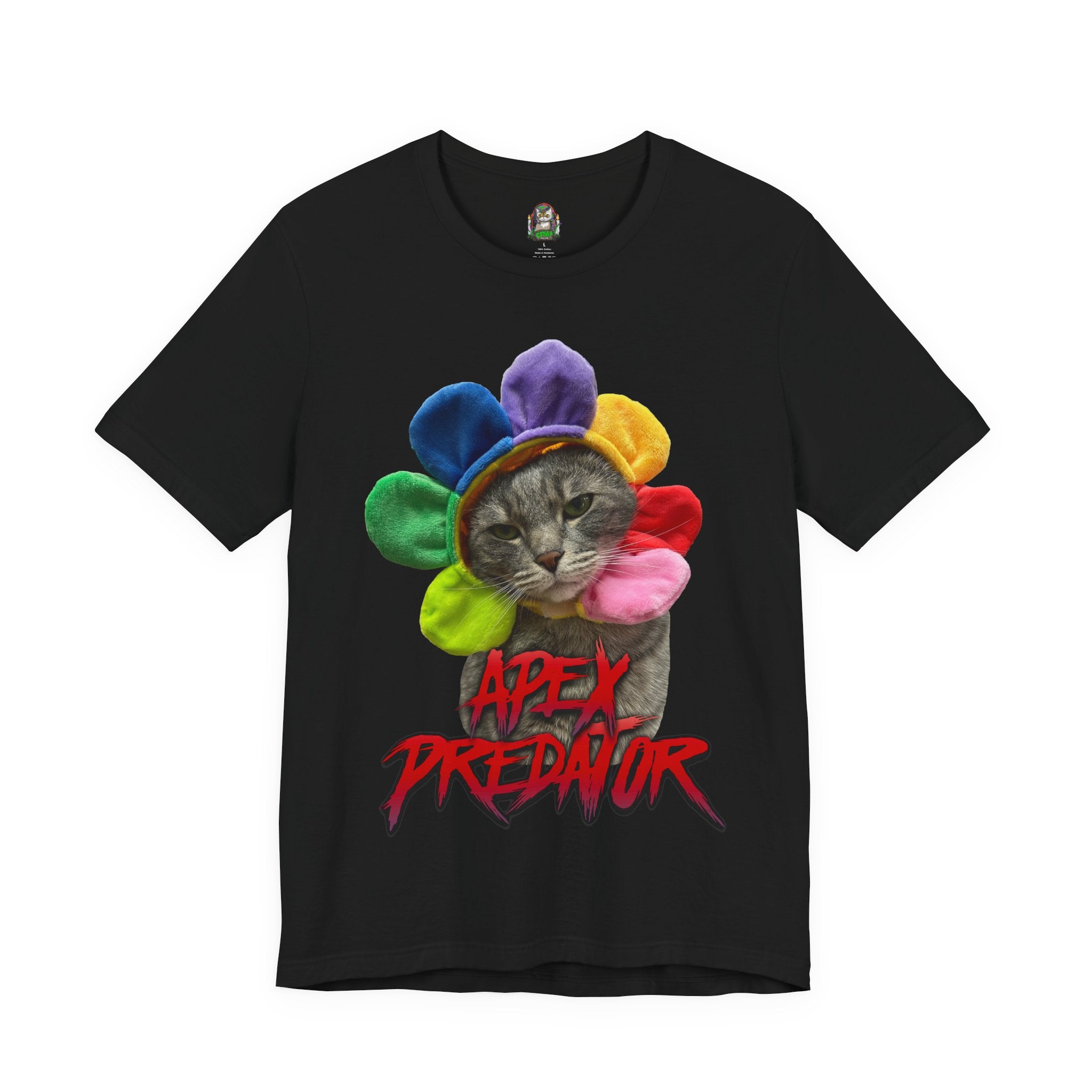 Apex Predator Cat Tee — Cute Rainbow Flower Cat Graphic Shirt