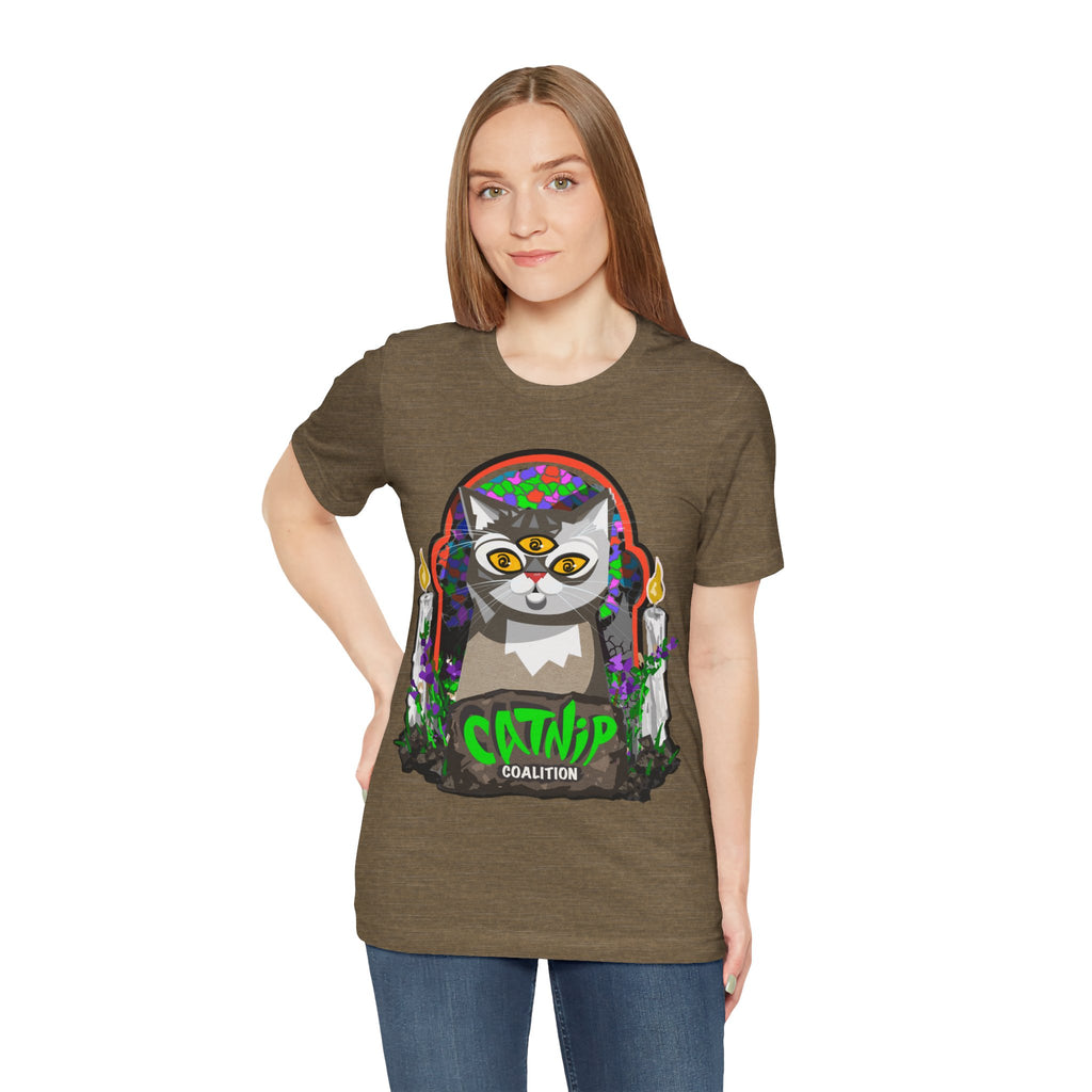 Catnip Coalition T‑Shirt — Psychedelic Three‑Eyed Cat Graphic Tee