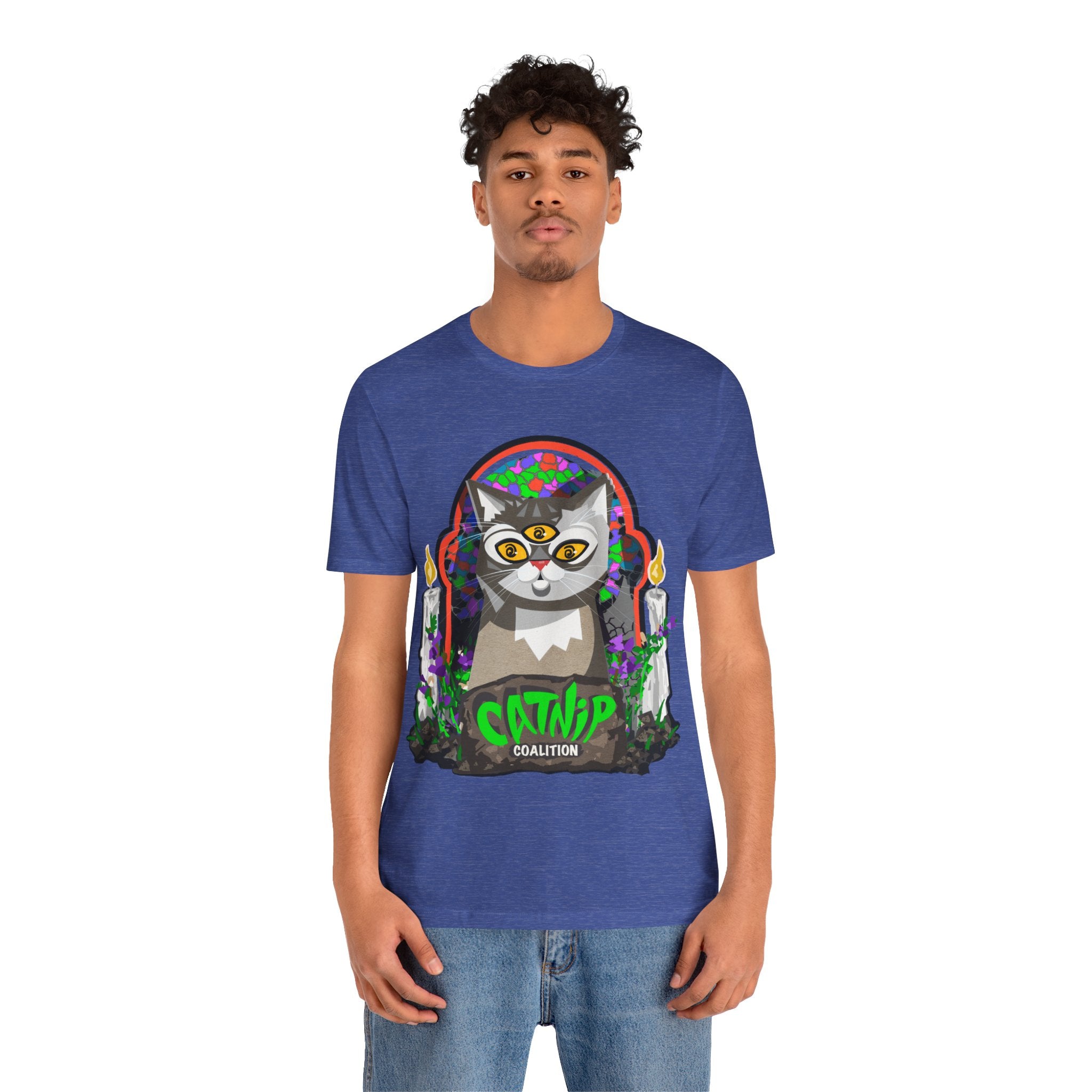 Catnip Coalition T‑Shirt — Psychedelic Three‑Eyed Cat Graphic Tee
