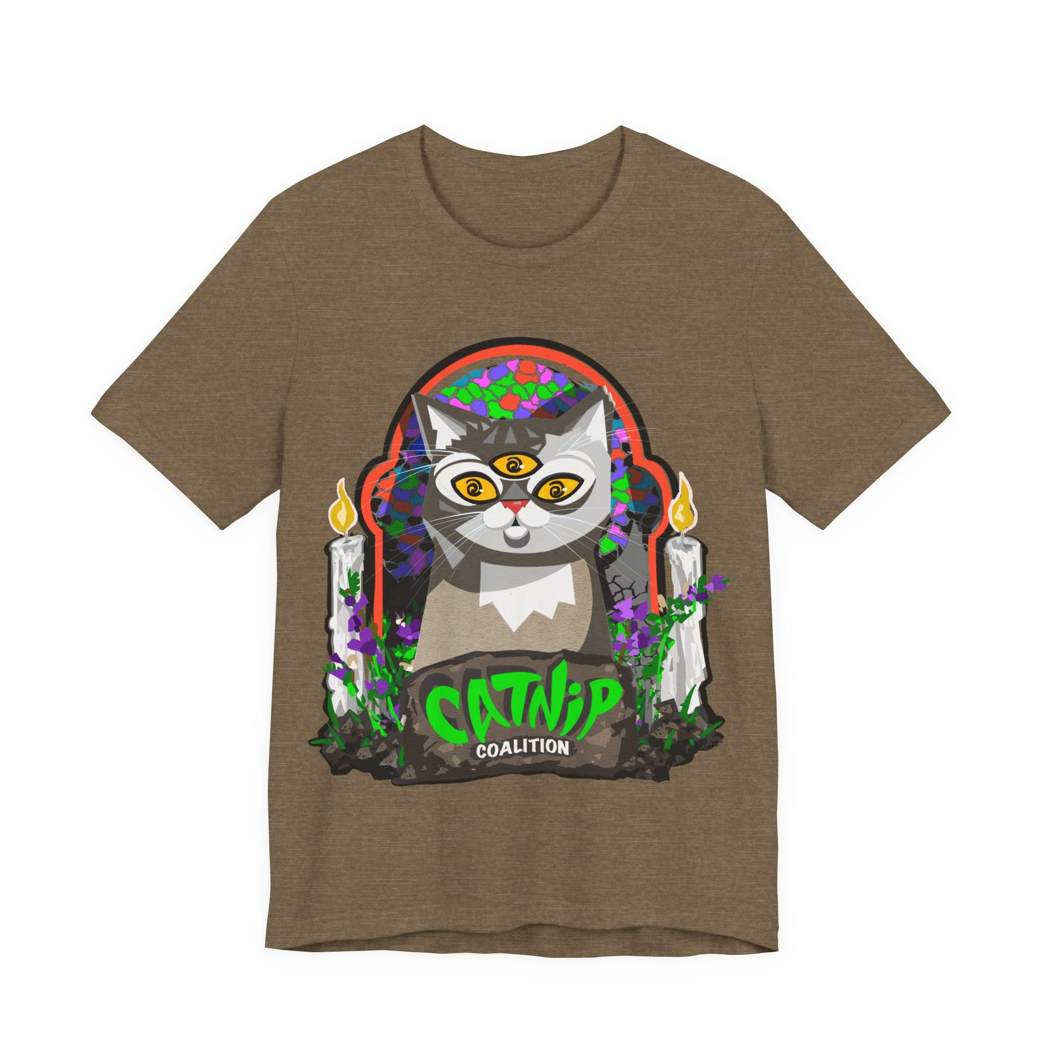 Catnip Coalition T‑Shirt — Psychedelic Three‑Eyed Cat Graphic Tee
