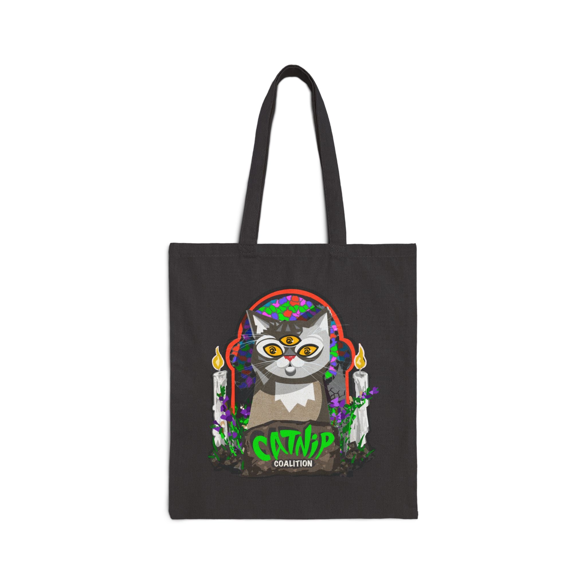 Catnip Coalition Tote Bag — Psychedelic Cat Canvas Tote