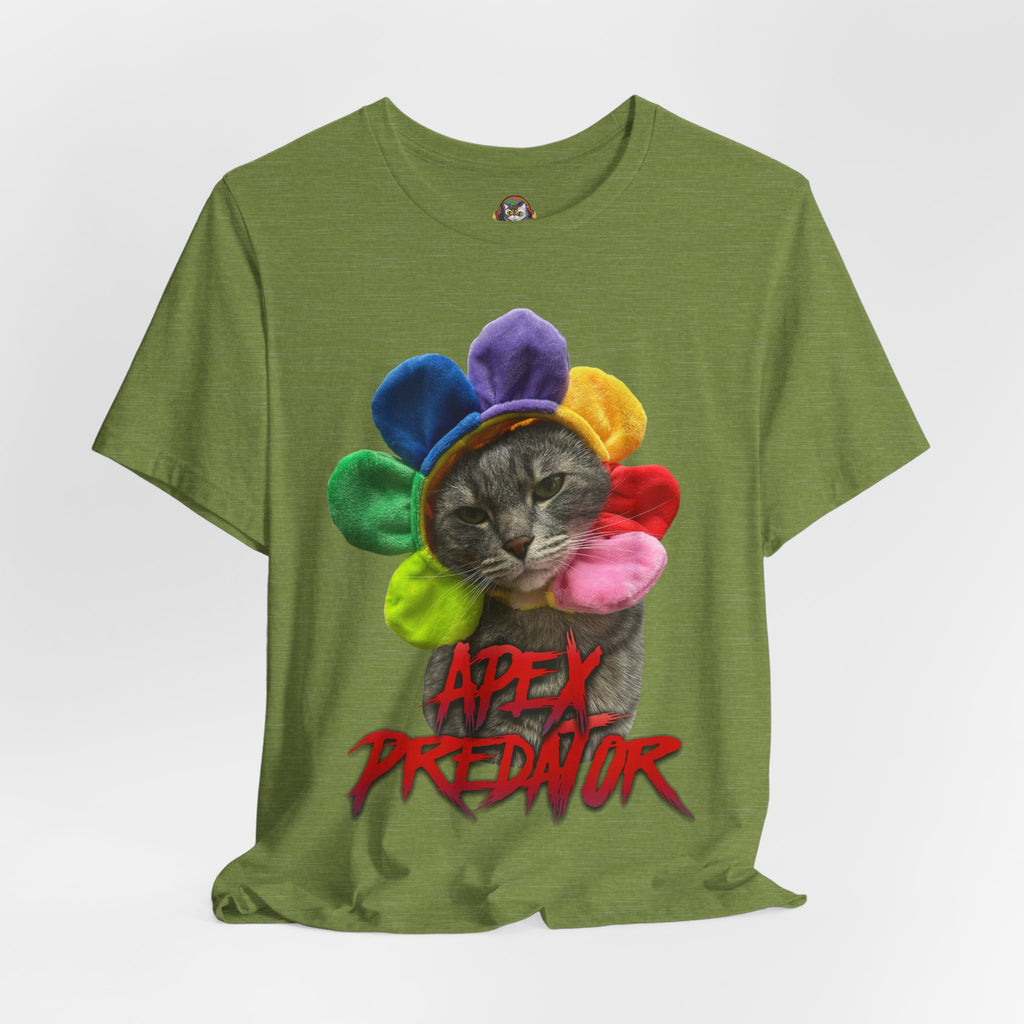 Apex Predator Cat Tee — Cute Rainbow Flower Cat Graphic Shirt