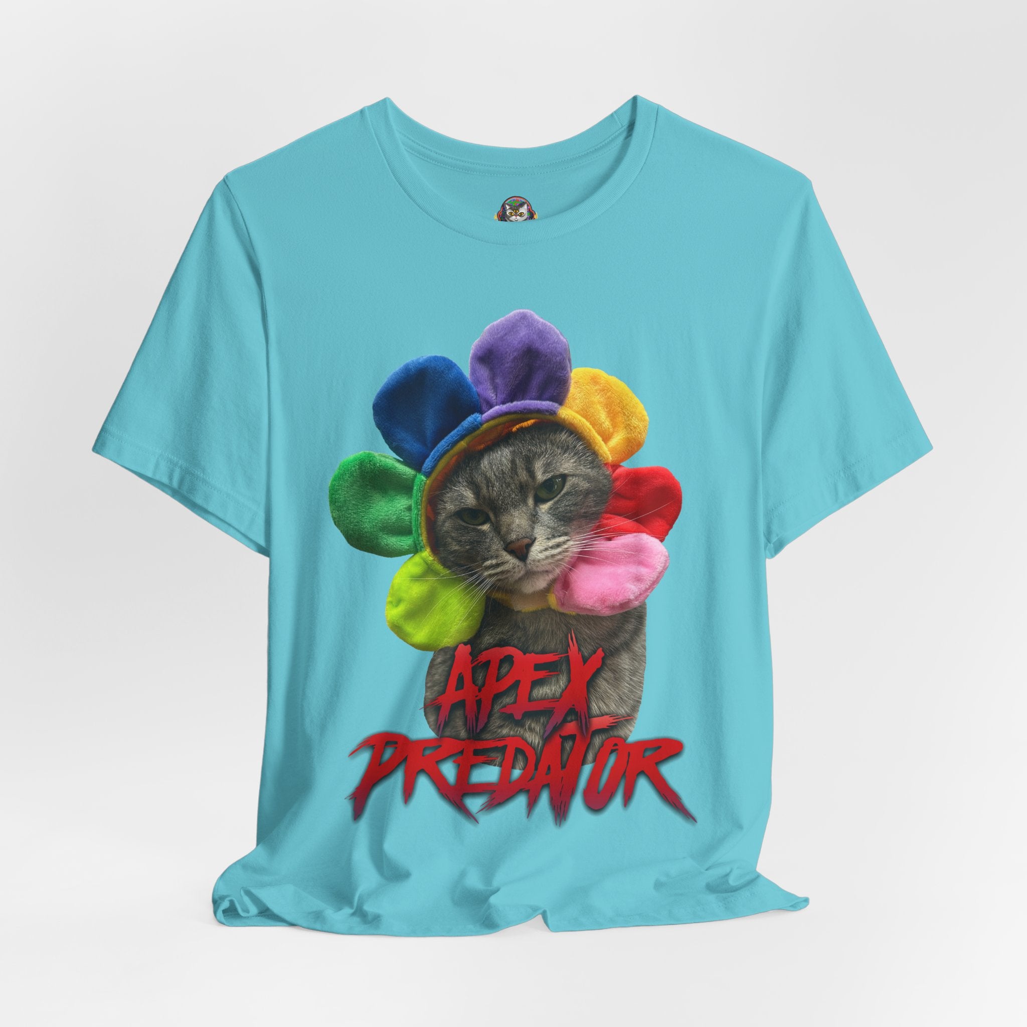 Apex Predator Cat Tee — Cute Rainbow Flower Cat Graphic Shirt